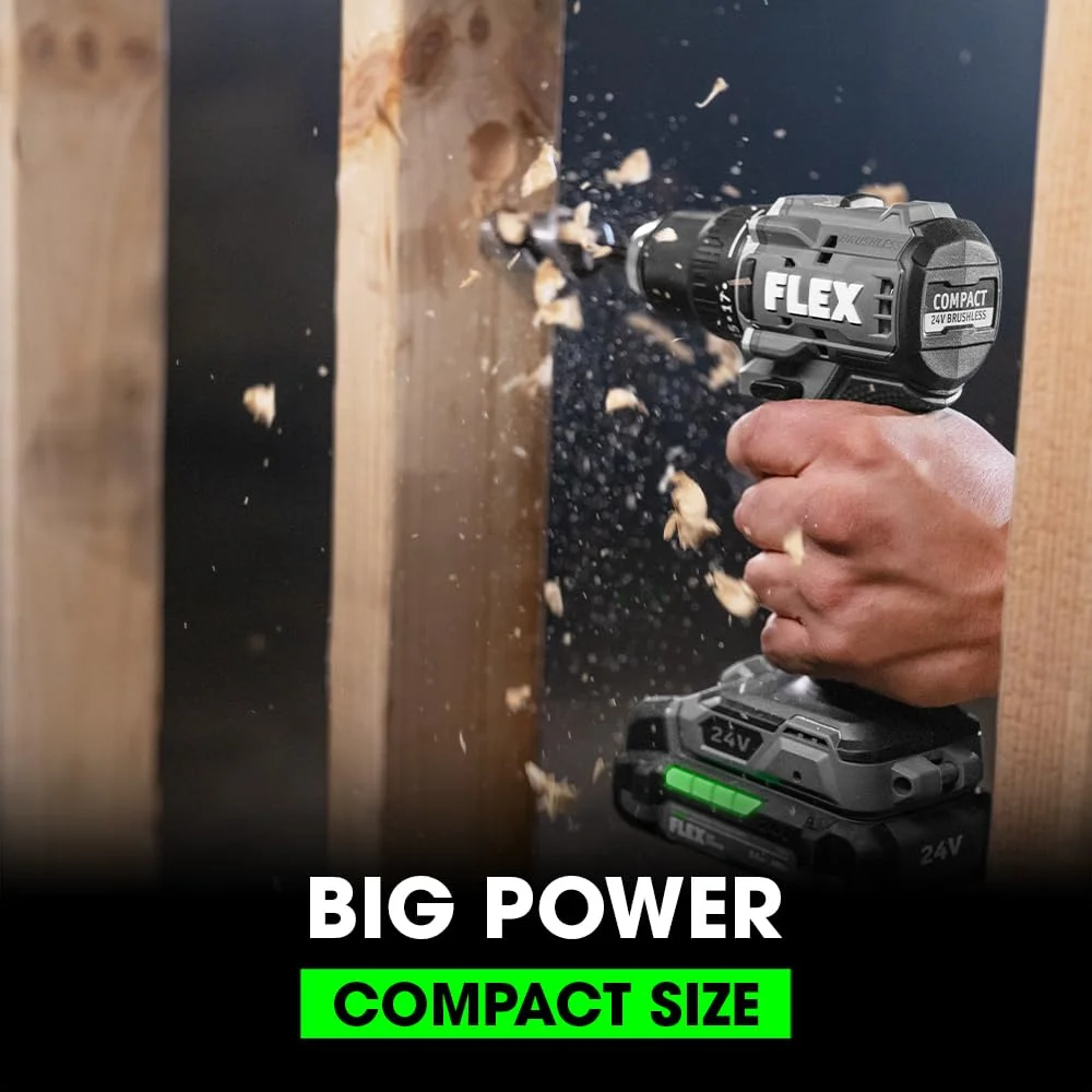 24V Brushless Cordless 2-Tool Compact Combo Kit: 1/2-Inch 2-Speed Drill Driver and 1/4-Inch Hex Impact Driver with (2) 2.5Ah Lithium Batteries and 160W Fast Charger FXM205-2A C30 - Image 3