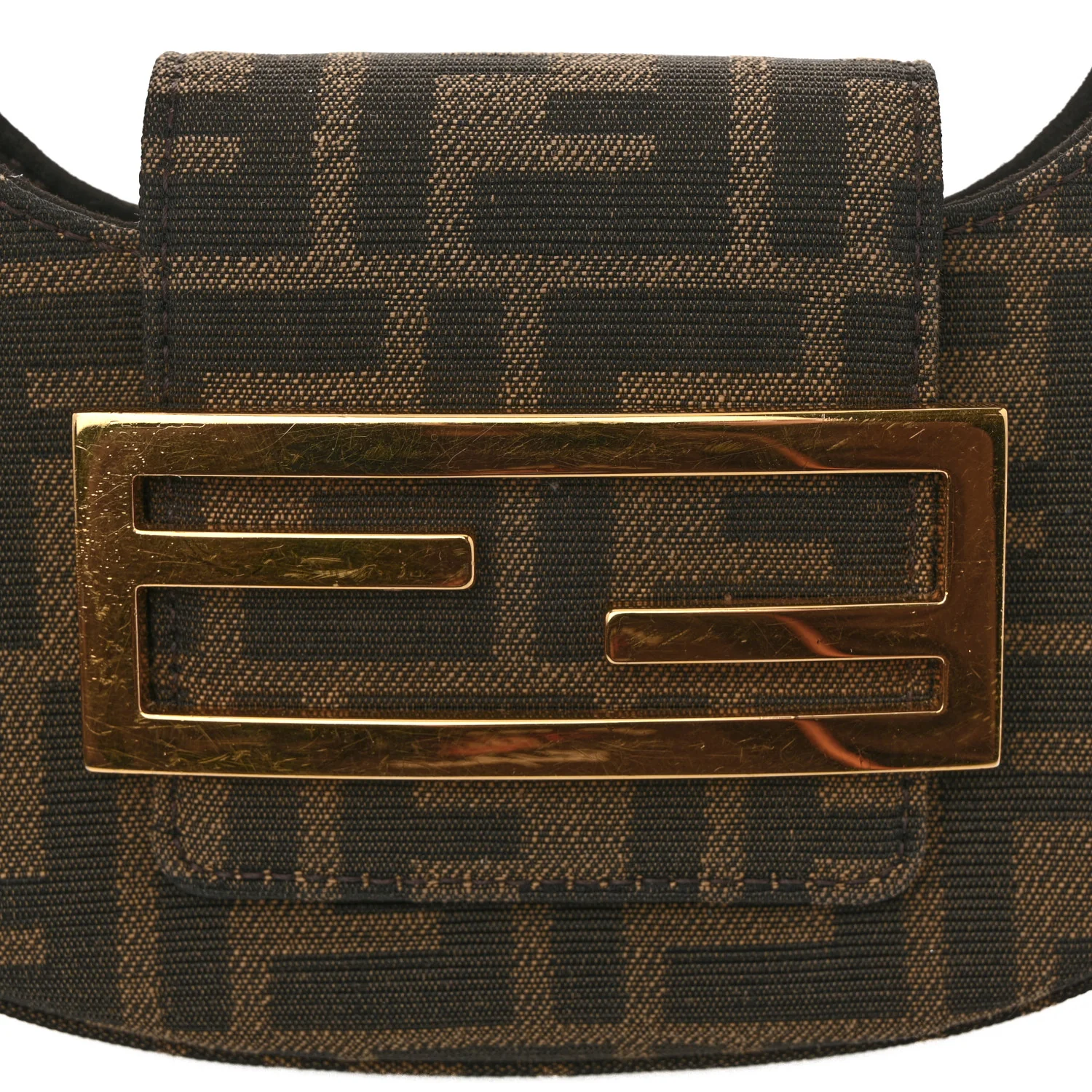 Fabric Jacquard FF 1974 Mini Cookie Hobo Bag Tobacco Moro
