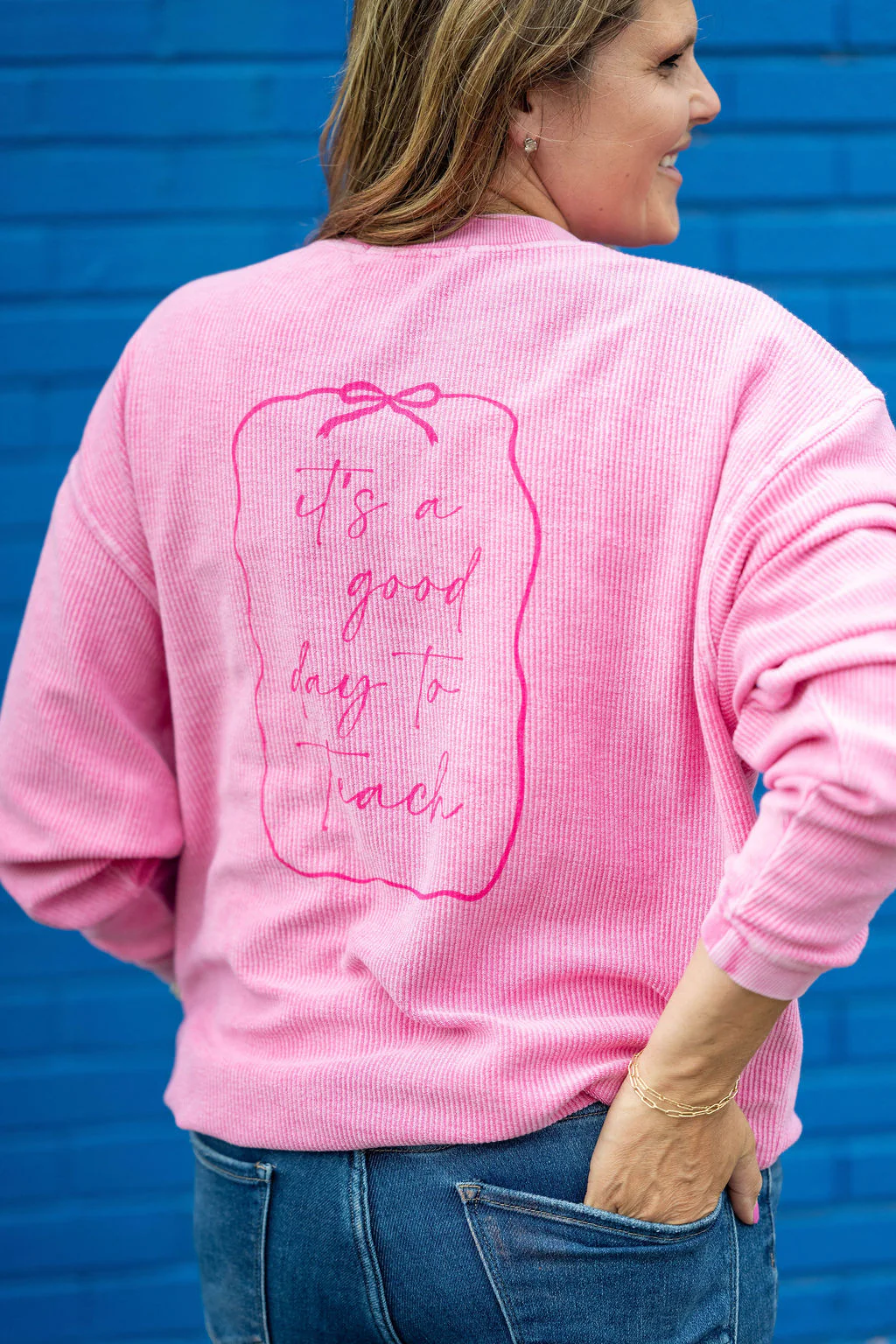 Good Day To Teach Ribbed Graphic Crewneck