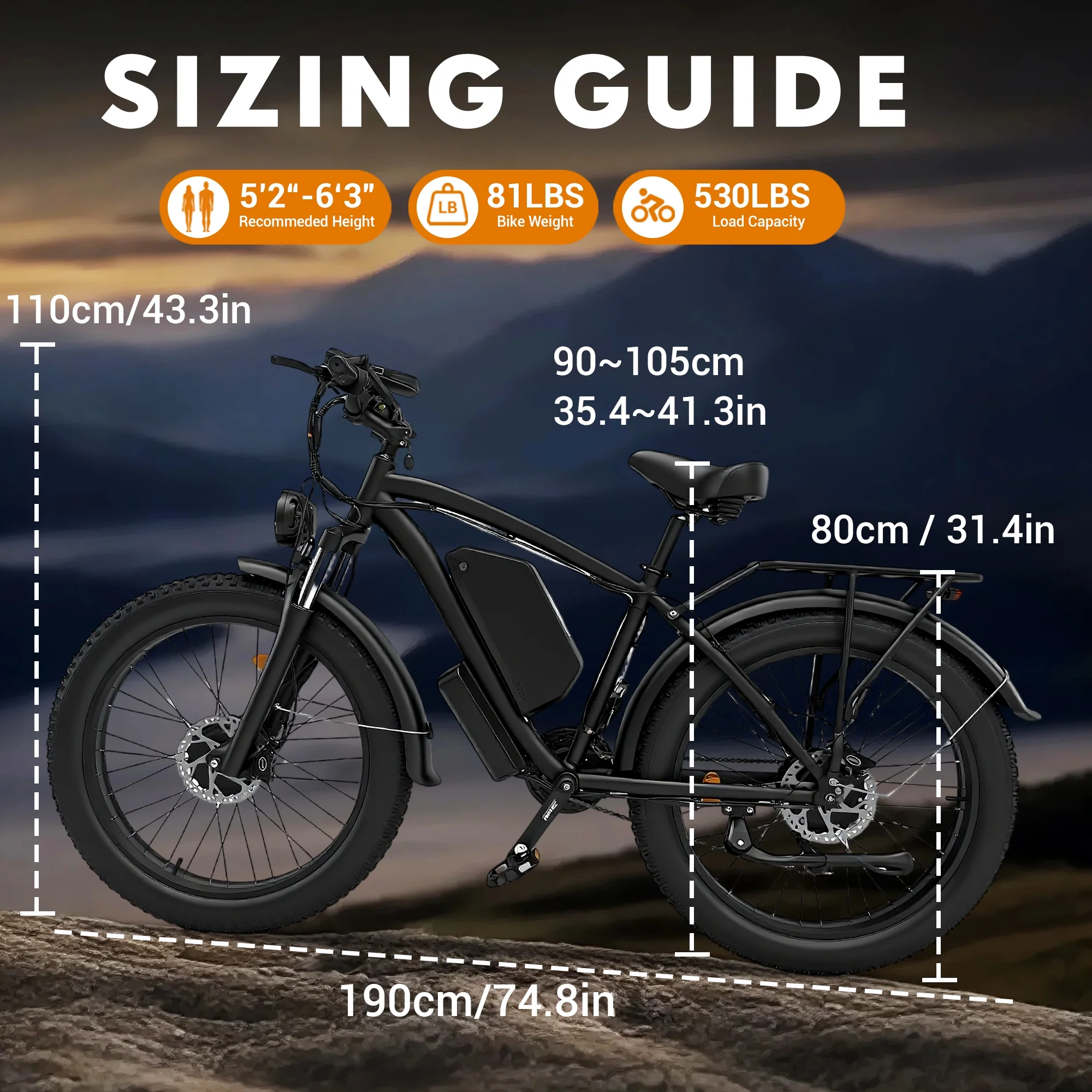 Electric Fat Tire Bike for Adults, 6000W Dual Motor Ebike, Max 50MPH 26"x4.0 Off-Road Mountain Electric Bicycle, 60V 25AH, UL2849 - Image 7