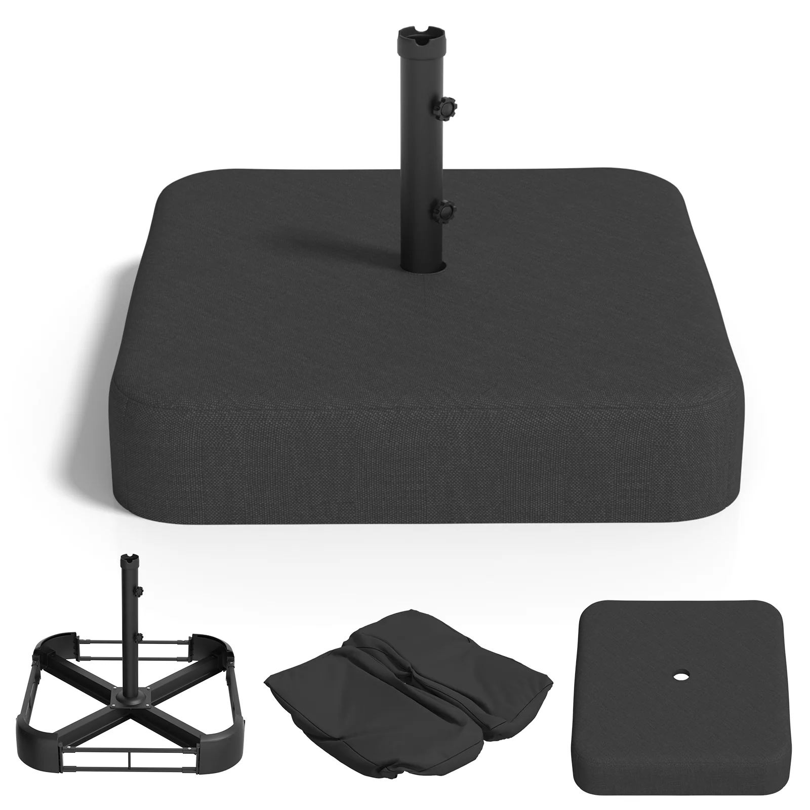 AECOJOY Patio Umbrella Base, 220 lbs Heavy Duty Sand Filled Weighted Umbrella Stand with 2 Sandbags