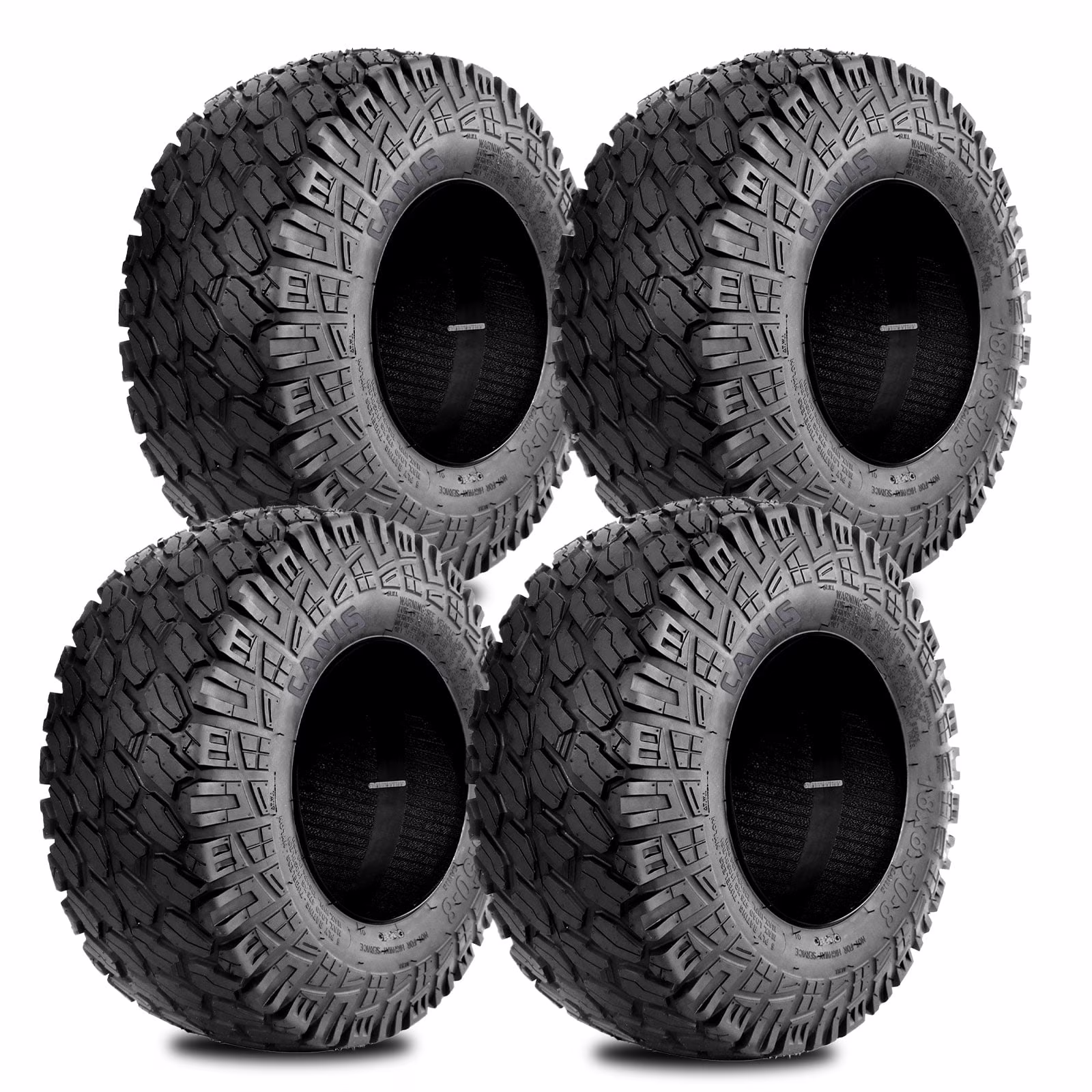 Set 4 WOLF PACK 18X8.50 - 8 Golf Cart Tires Non - Directional Tubeless Tire Multi - Terrain Tire with Superior Traction and Mud - Resistant Self - Cleaning Tread Design for Long - Lasting Performance