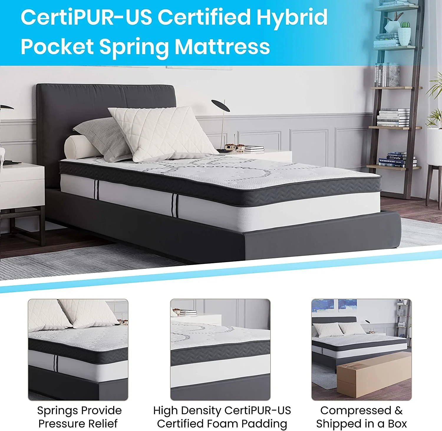 Furniture Capri Comfortable Sleep 10" Medium Tight Top Hybrid Pocket Spring Mattress, Twin