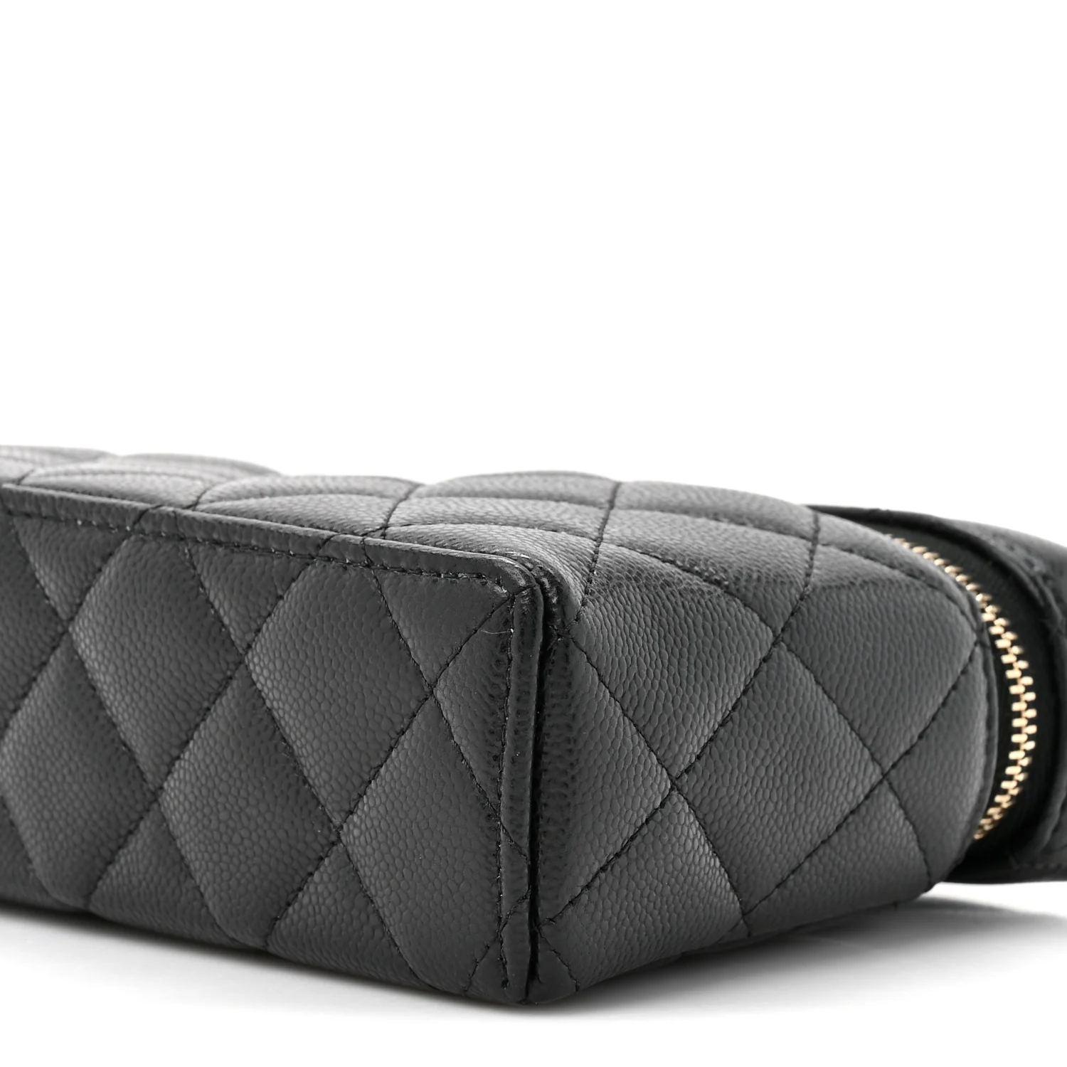 Caviar Quilted Top Handle Slim Vanity With Chain Black