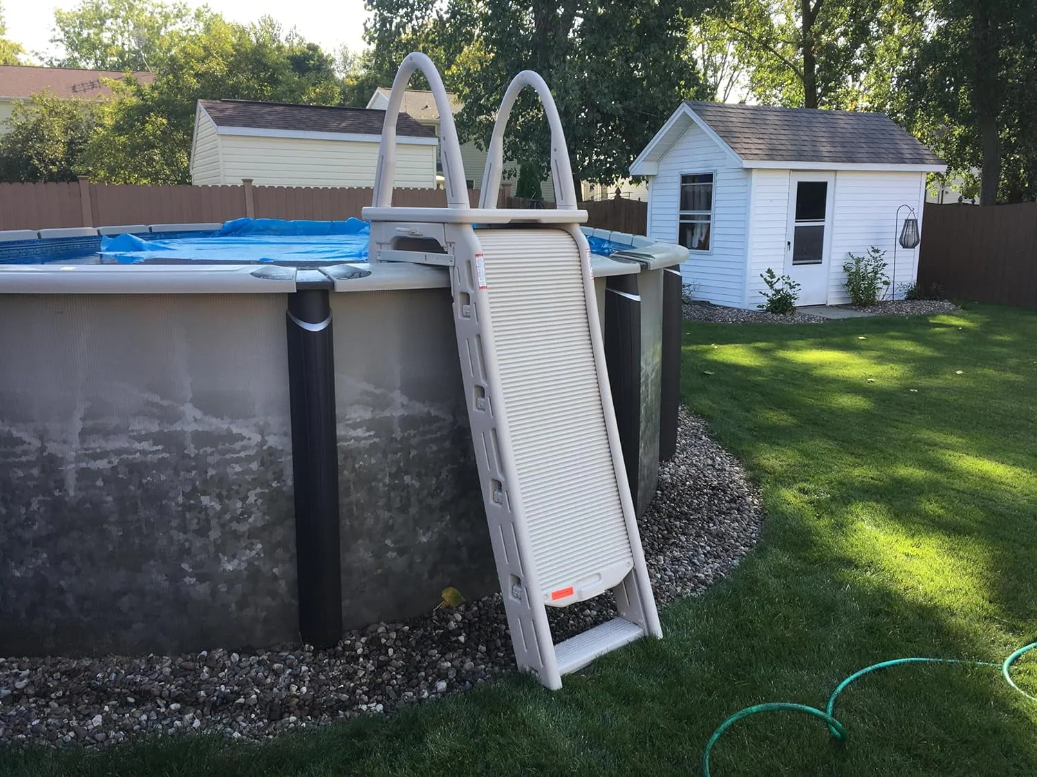 confer plastics a-frame 7200 above ground adjustable pool roll-guard safety ladder
