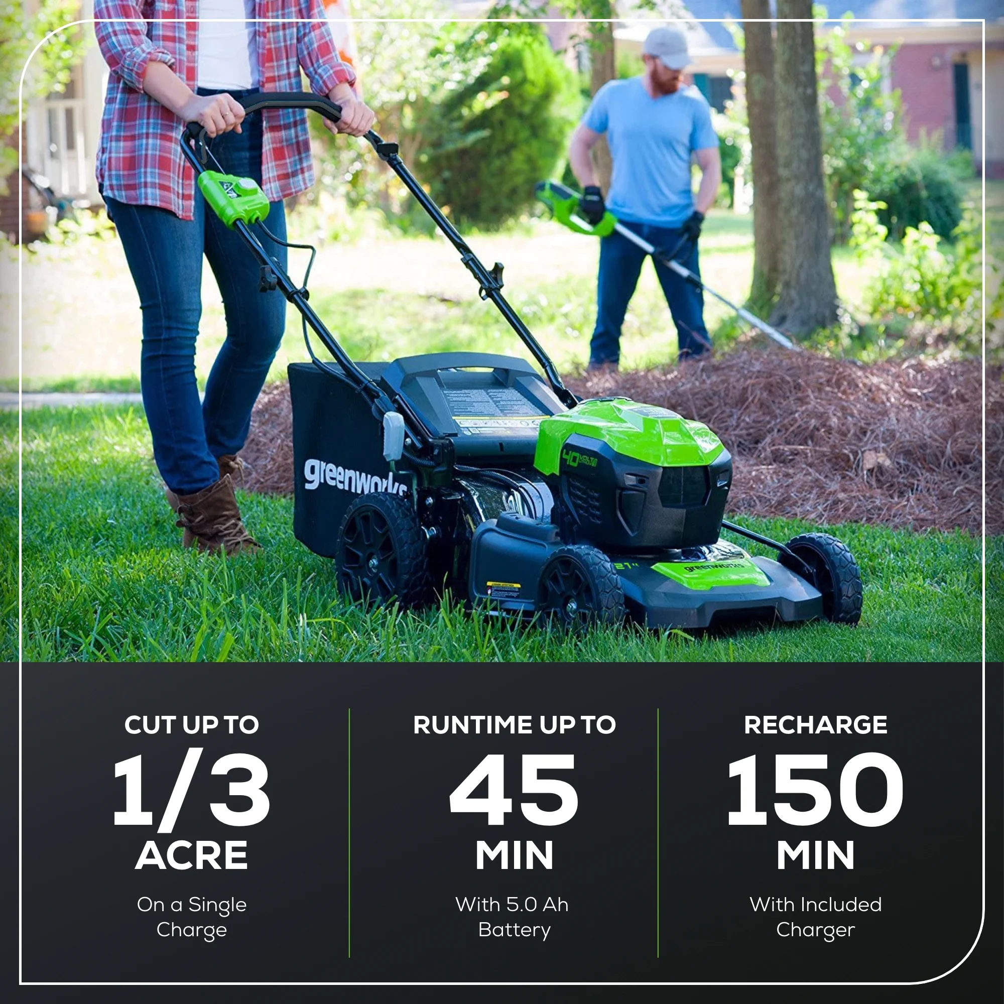 40V 21" Brushless Walk Behind Push Lawn Mower with 5Ah Battery and Charger 2515502 - Image 3