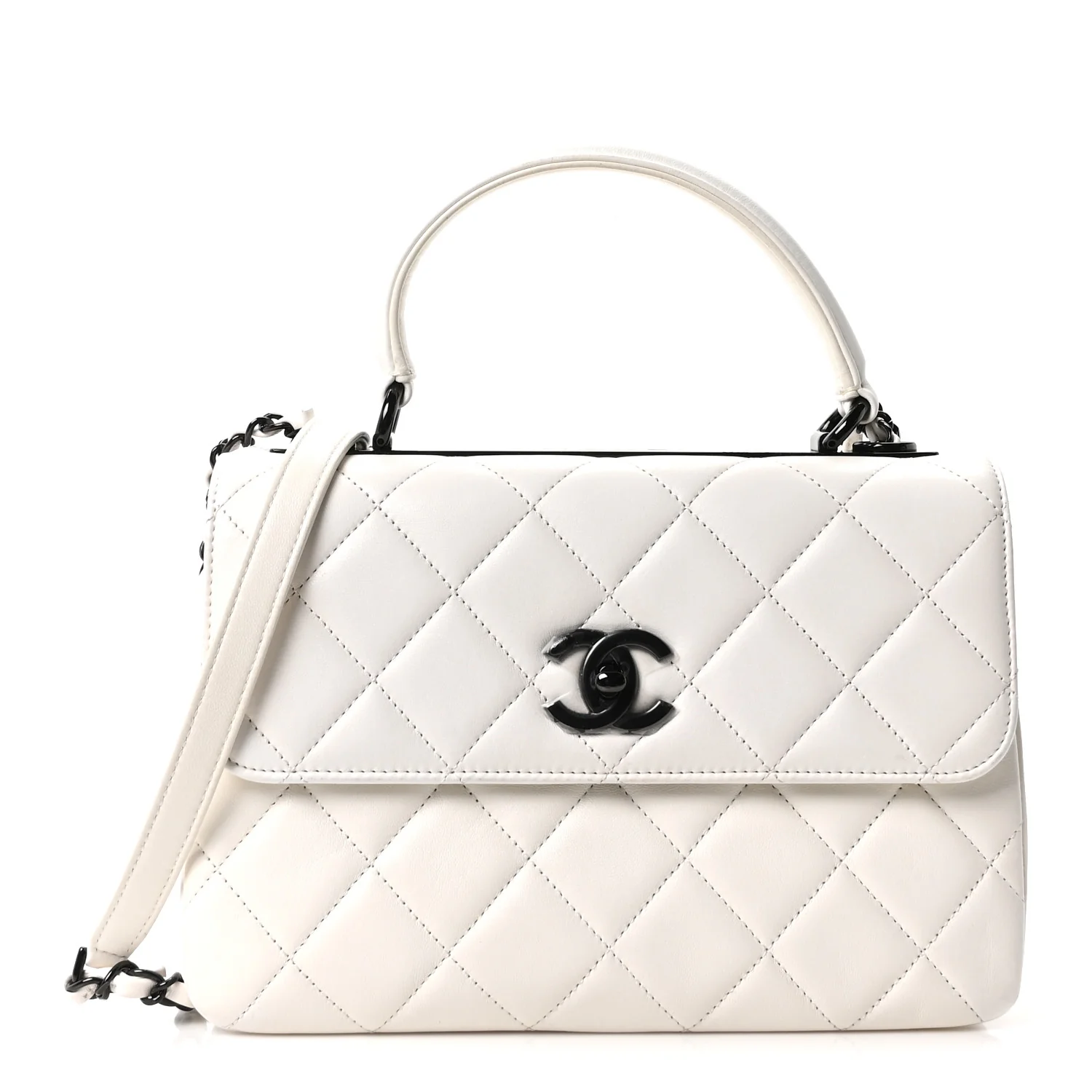 Lambskin Quilted Small Trendy CC Dual Handle Flap Bag White