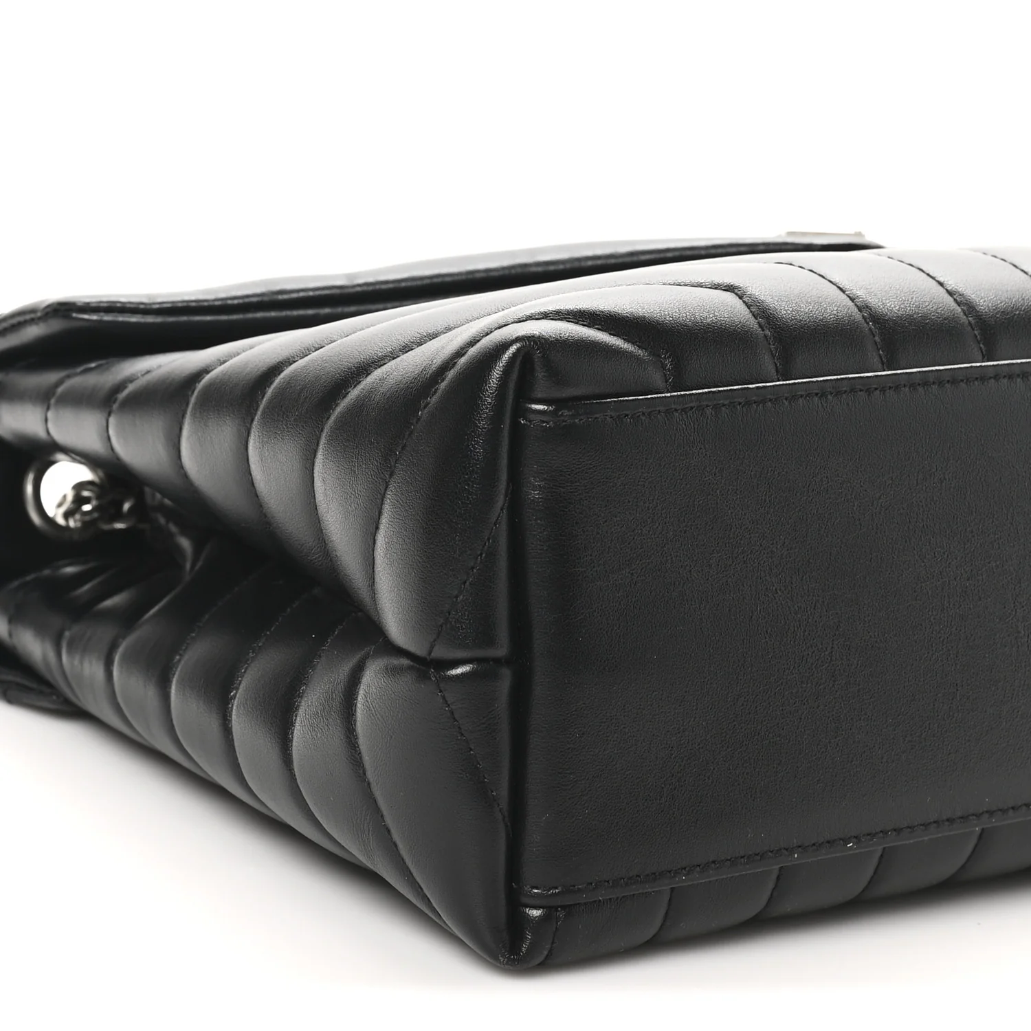 Calfskin Y Quilted Monogram Medium Loulou Chain Satchel Black