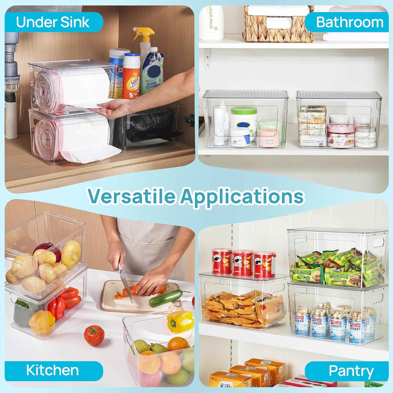 Vtopmart 2 Pack Clear Trash Bag Holder, Stackable Garbage Bag Dispenser