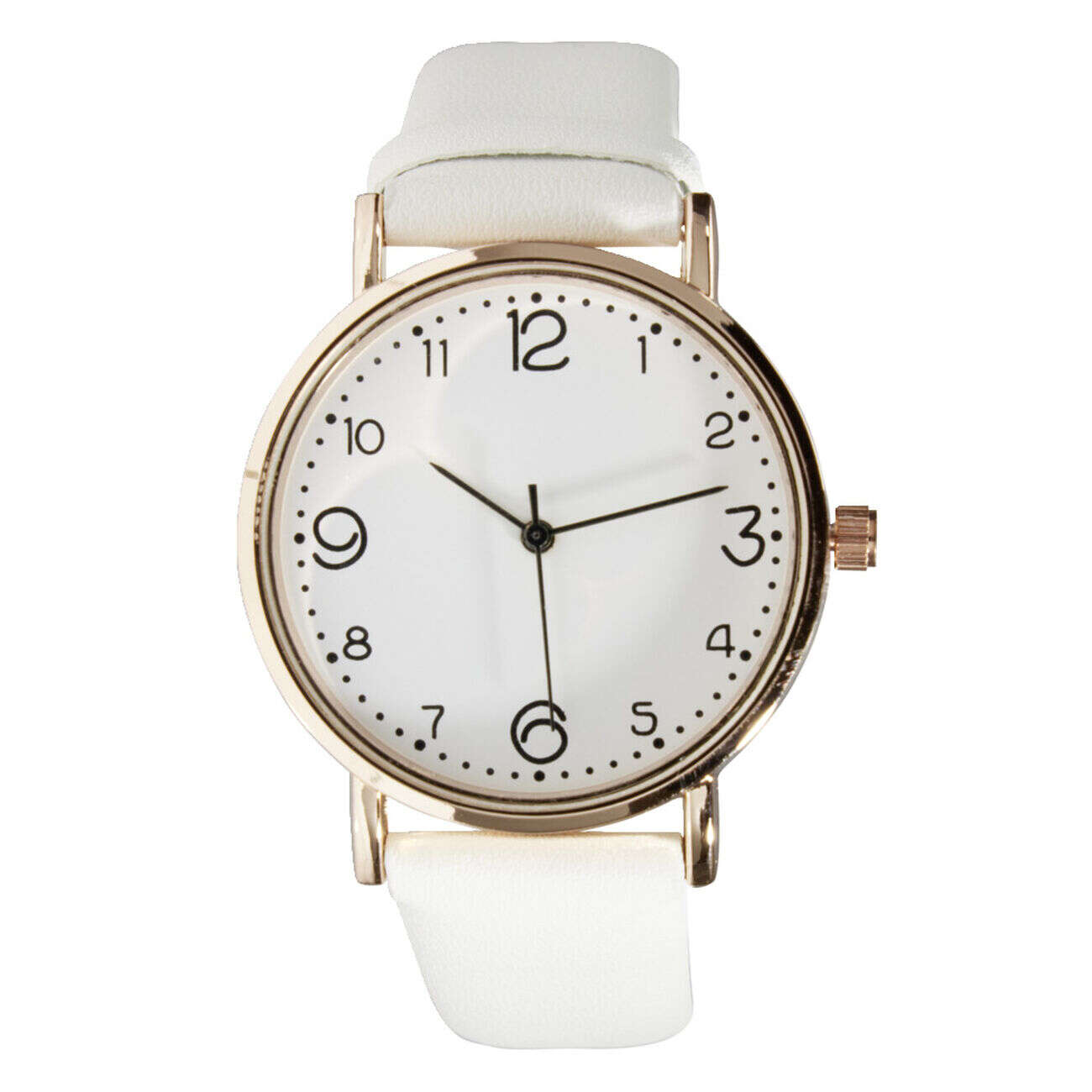 Montre femme cadran rond acier doré bracelet simili Ø3,5xH23cm (4 modèles)