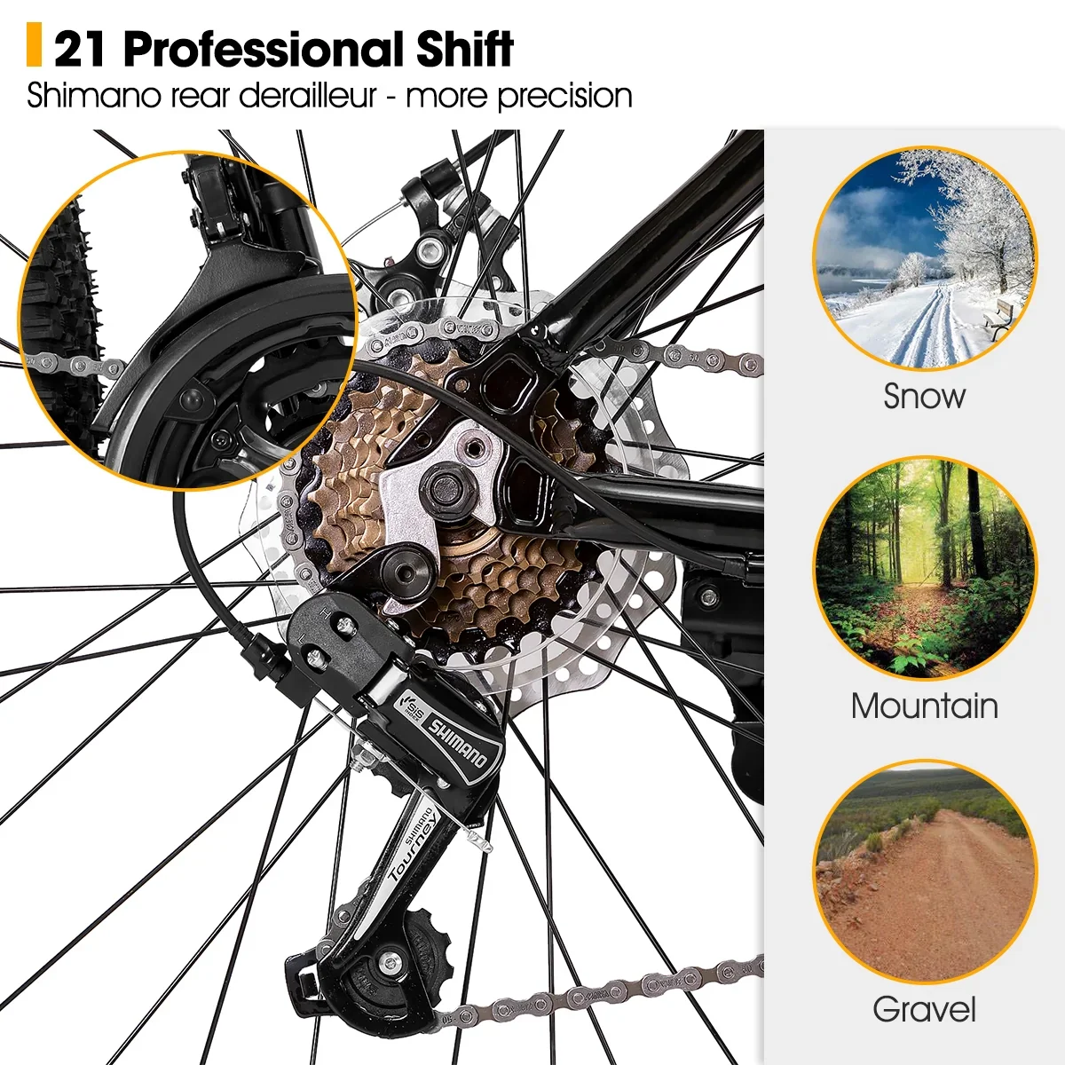 Hiland Mountain Bike, Multi-Spokes,Shimano 21 Speeds Drivetrain,Aluminum Frame 26 inch Wheels, Men's MTB Bicycle, White