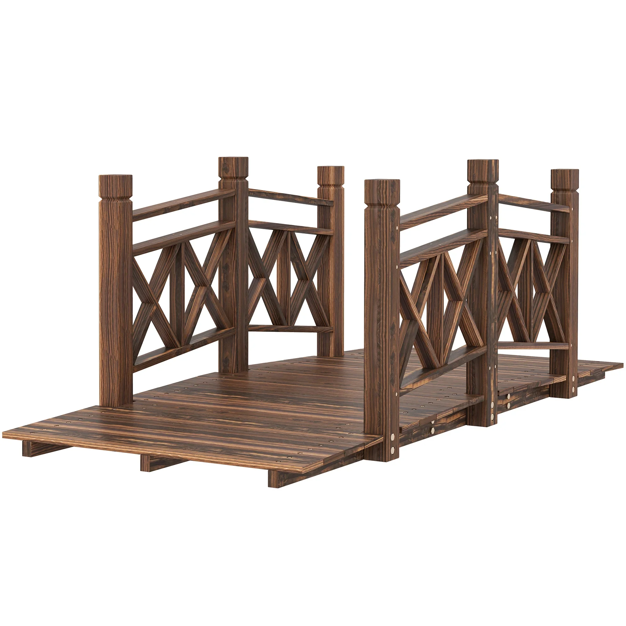 4.7ft Garden Bridge Arc Wood Footbridge Decorative Pond Bridge