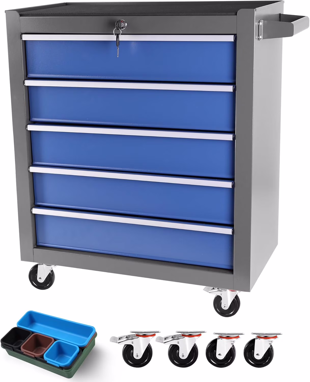 Accreate Durable 5 Drawer Rolling Tool Chest, Portable Steel Tool Box on Wheels for Home Crafts & Garage