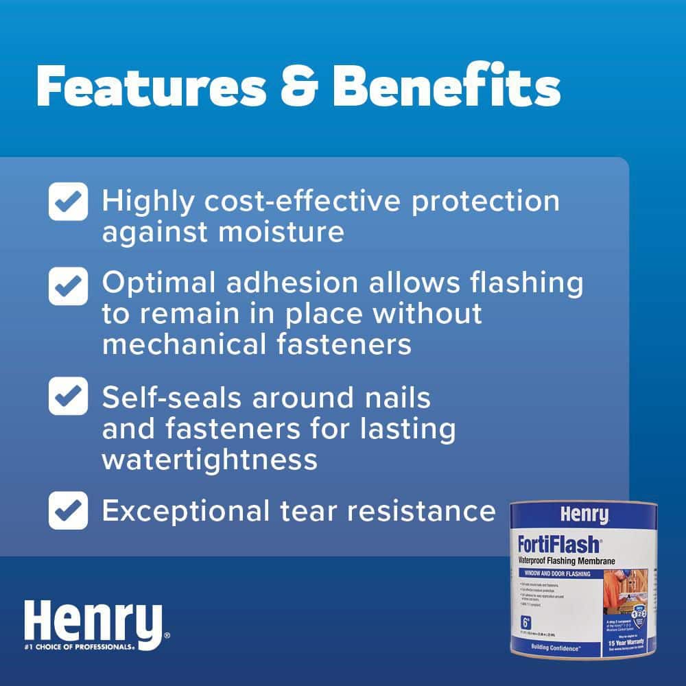 Henry FortiFlash 25 mil Self-Adhered Waterproof Flashing Membrane Roll, 6 in. x 75 ft