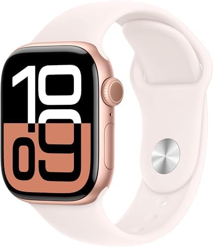 Apple Watch Series 10 [GPS  46mm] - Rose Gold Aluminum Case with Light Blush Sport Band  S/M (Renewed Premium)