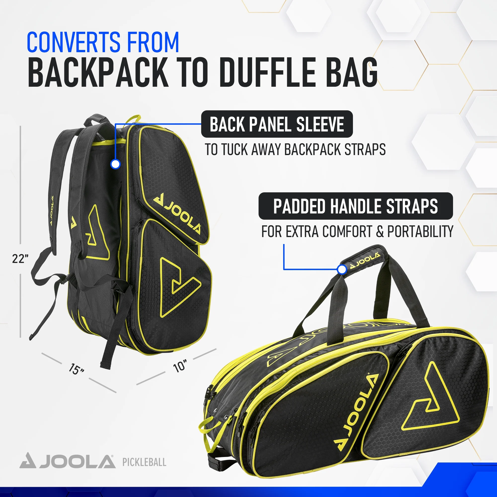 Tour Elite Pickleball Bag, Backpack, Duffle Bag for Pickleball and Racket Sports, Black/Yellow(Black) - Image 4