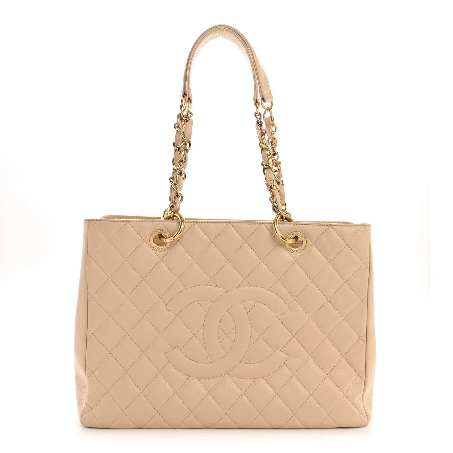 Caviar Quilted Grand Shopping Tote GST Beige