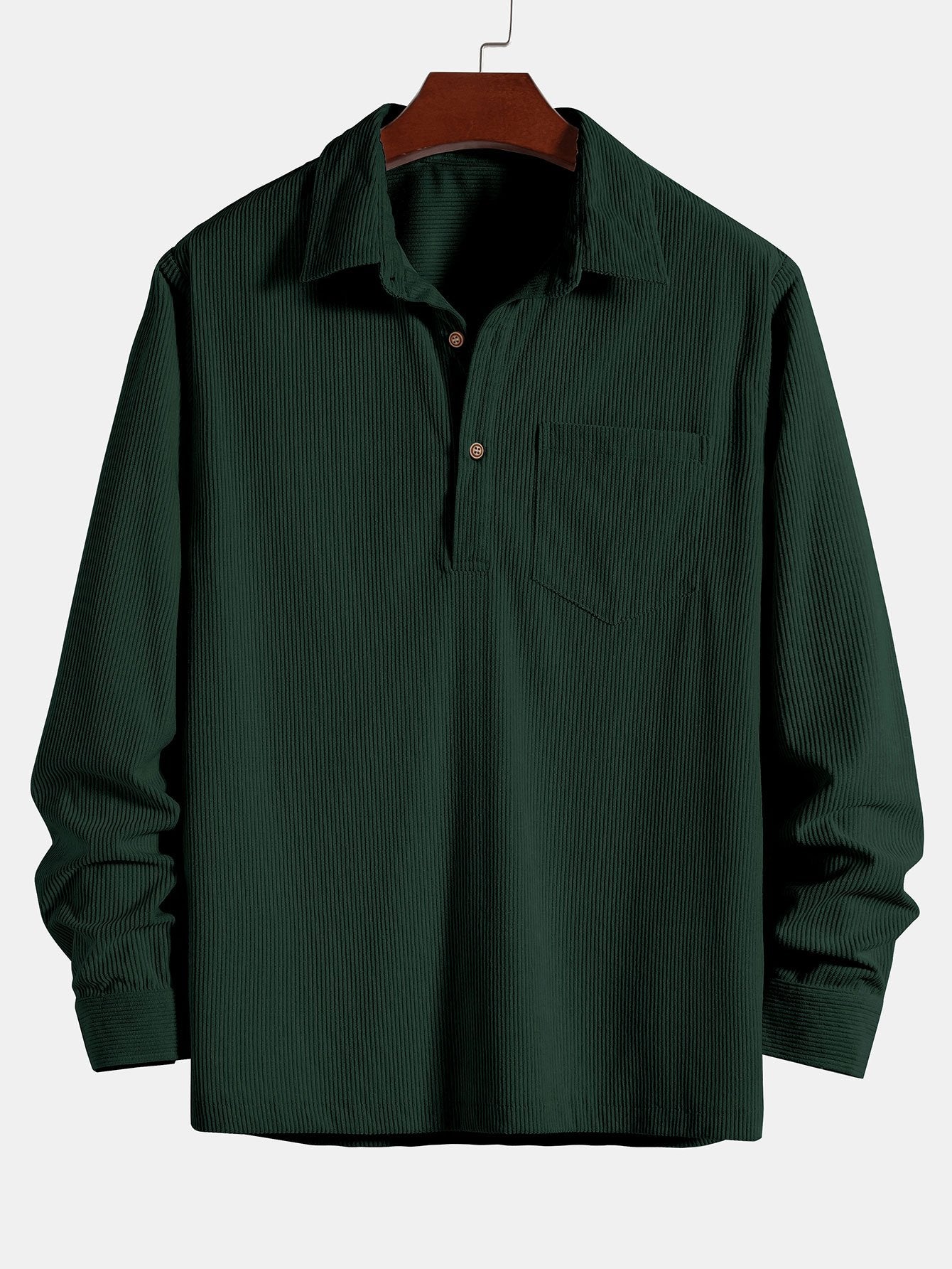Chemise en velours côtelé à col polo et manches longues
