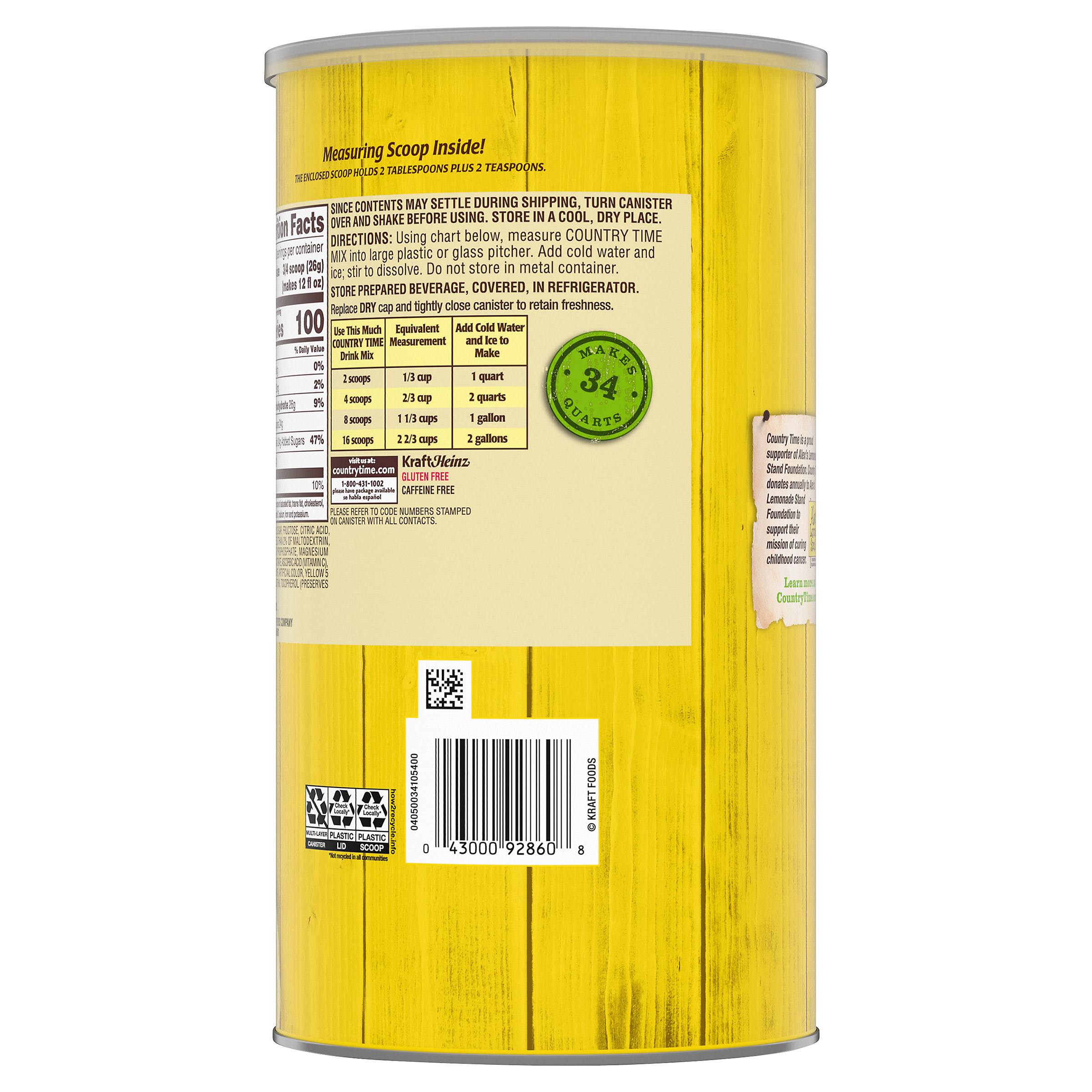 Country Time, Drink Mix, Lemonade, 82.5 oz