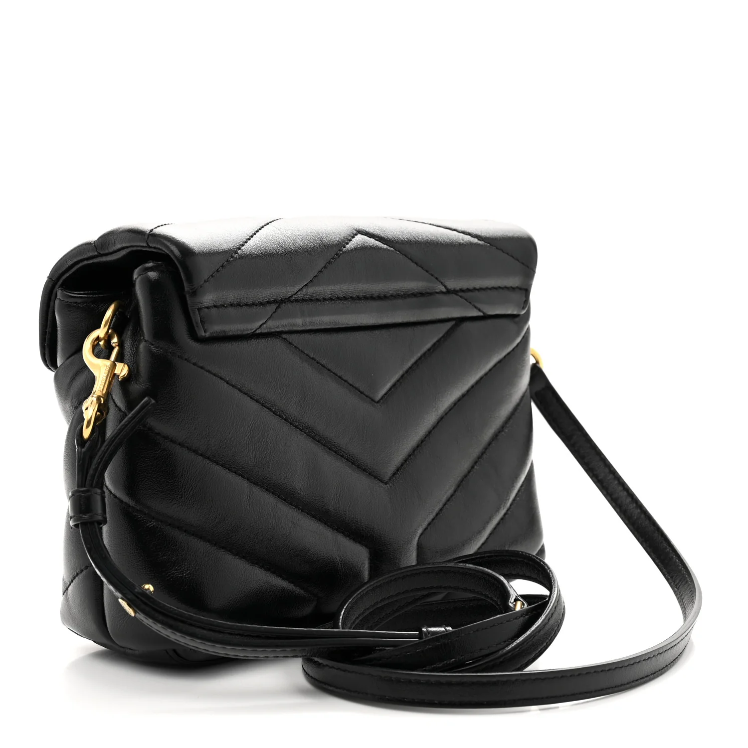 Calfskin Y Quilted Monogram Toy Loulou Crossbody Bag Black