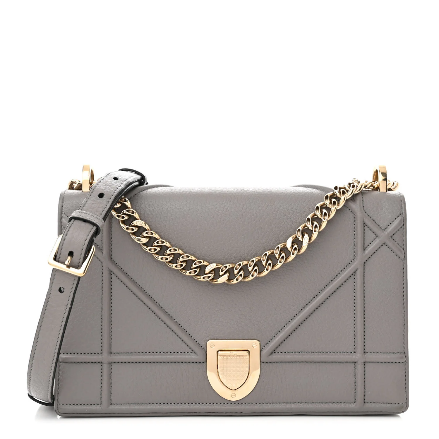 Grained Calfskin Medium Diorama Flap Bag Gris