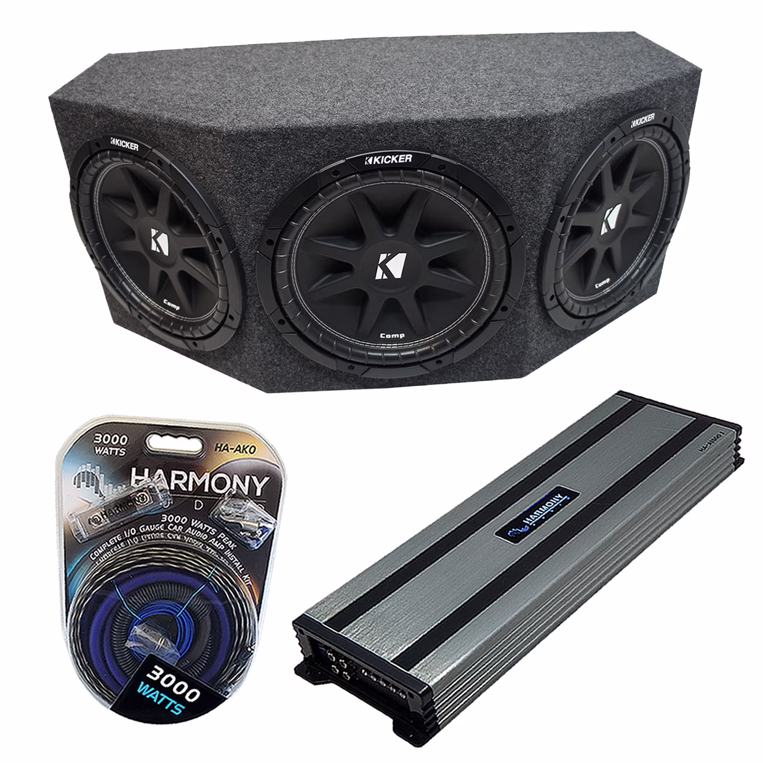 Comp C12 Triple 12" Subwoofer Loaded 1800 Watt Sub Box HA A1500 1 Amp