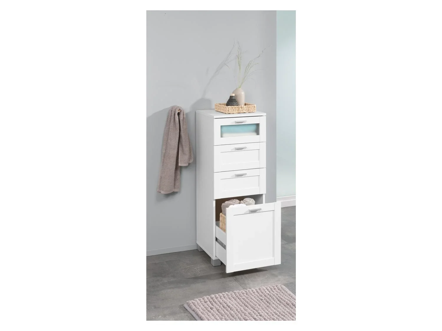 LIVARNO home Meuble de salle de bains Basel, 37 x 96,9 x 34,5 cm, blanc