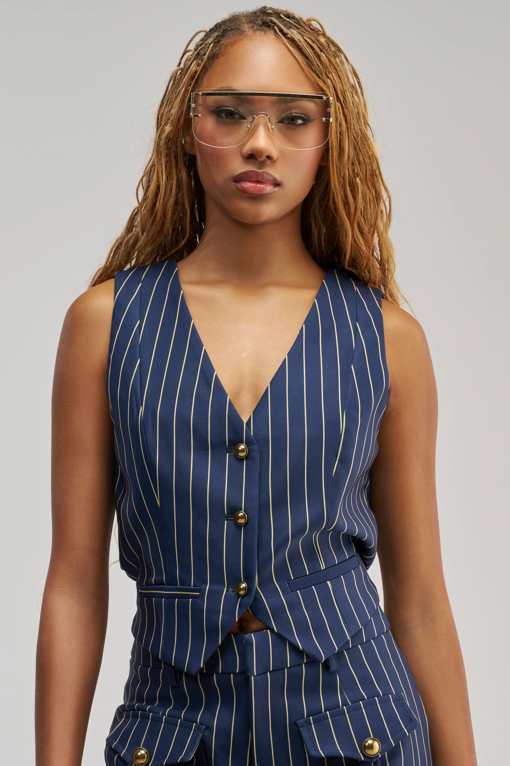SUNDAY PINSTRIPE VEST - Akira Store