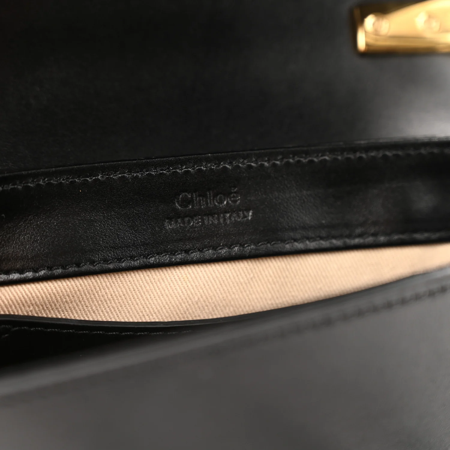 Shiny Calfskin Suede Mini C Double Carry Black