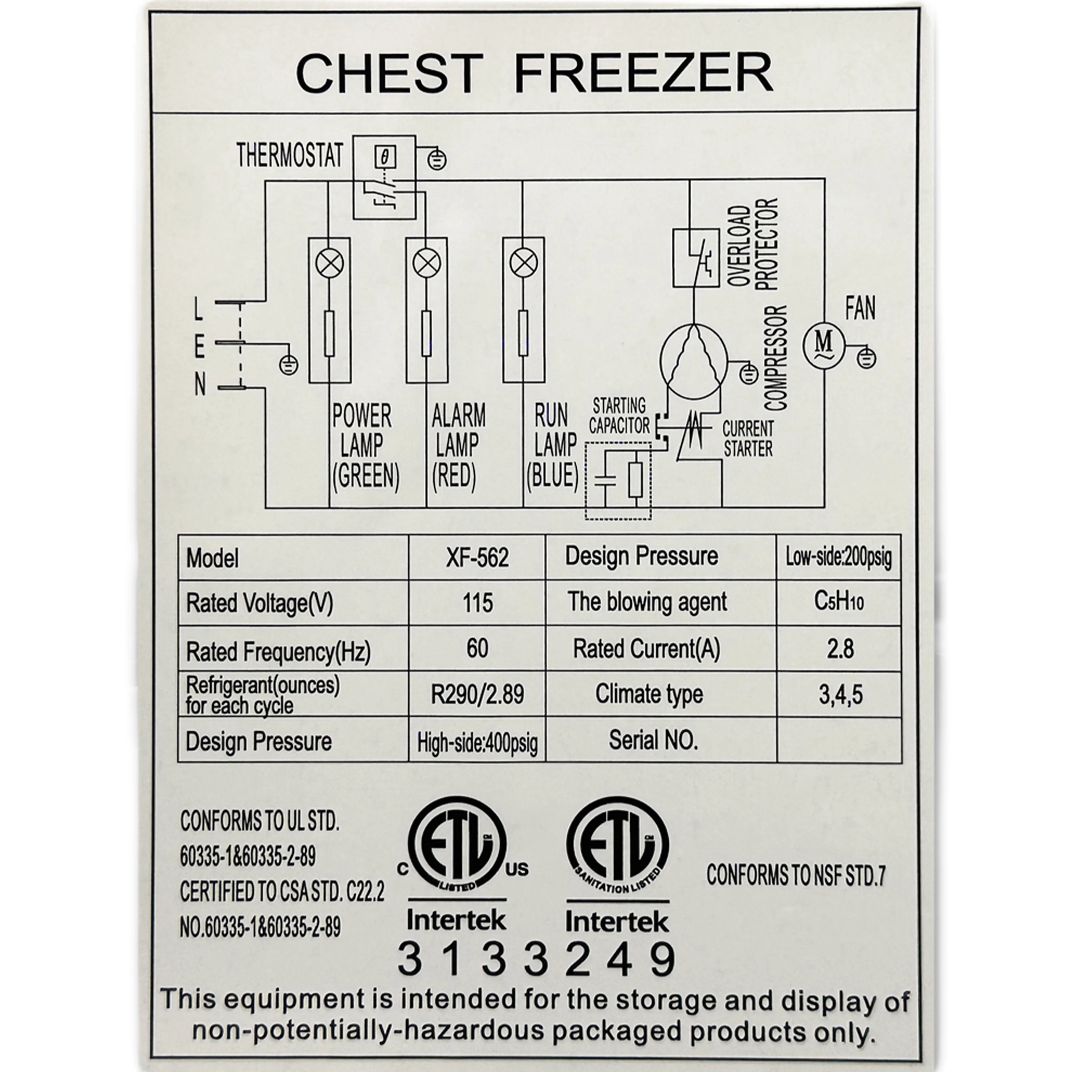 65 in. Solid Door Top Chest Freezer 18 Cu.Ft Commercial Freezer NSF White Single Door - Image 10