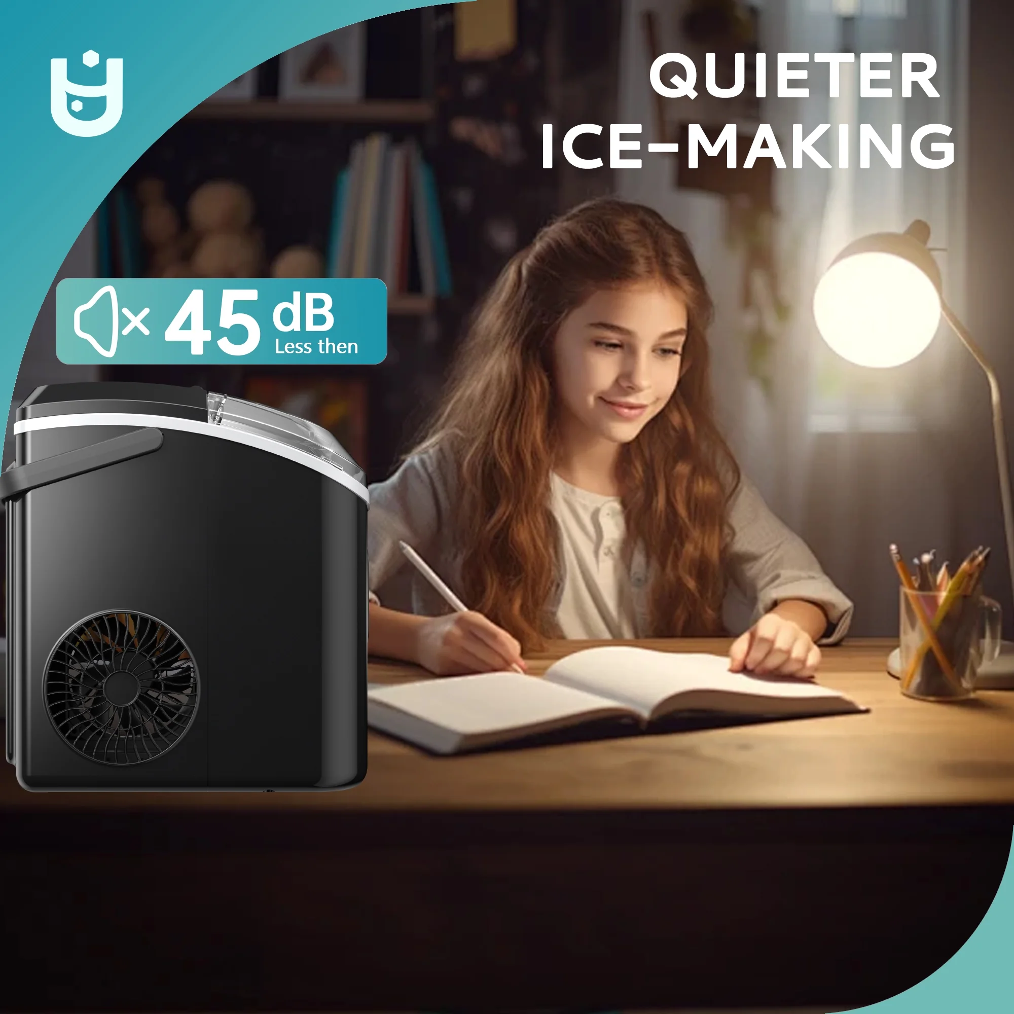 Nugget Ice Maker Countertop with Handle, Ready in 6 Mins, 34.5 lbs Per Day, Removable Top Cover, Auto-Cleaning, Black(Black) - Image 10