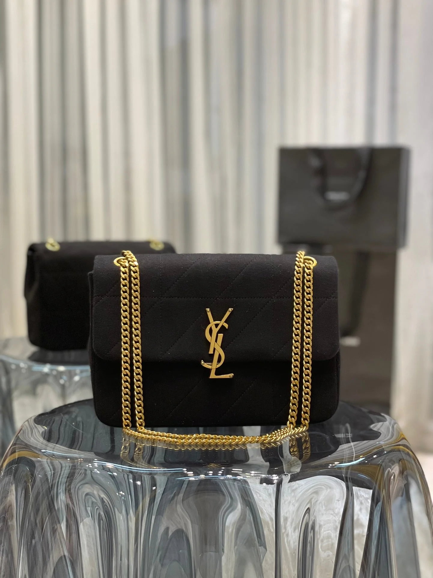 YSL Jamie Medium Chain Bag Black Carr�� Rive Gauche 24��15.5��6.5cm