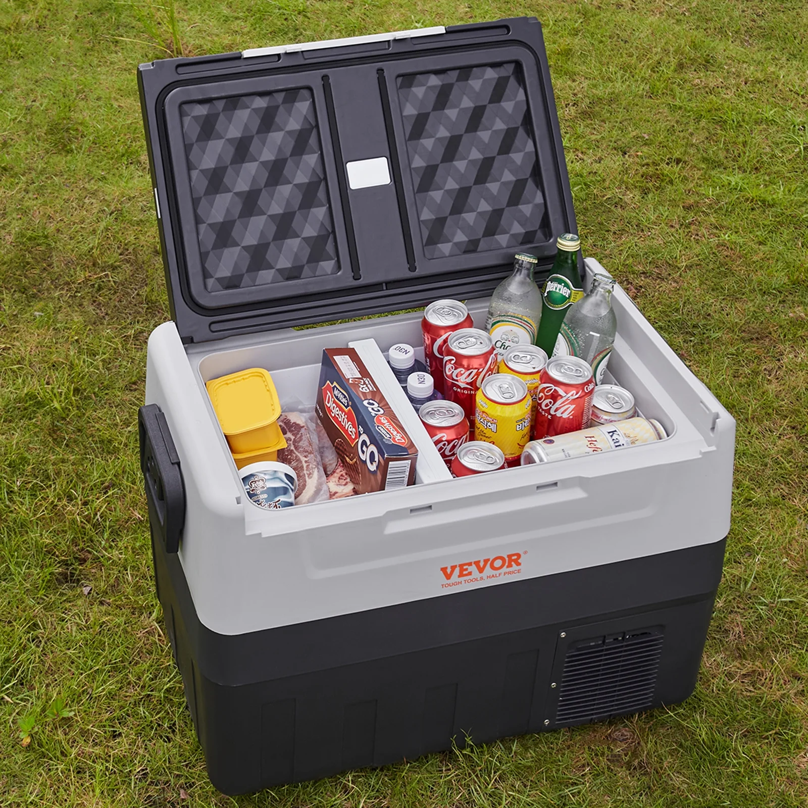 VEVOR 12 Volt Refrigerator, 48QT, Dual Zone Car Fridge Freezer with App Control & Wheels, 12/24V DC & 100 - 240V AC Electric Compressor Cooler for Car Truck Vehicle RV Boat Outdoor & Home Use