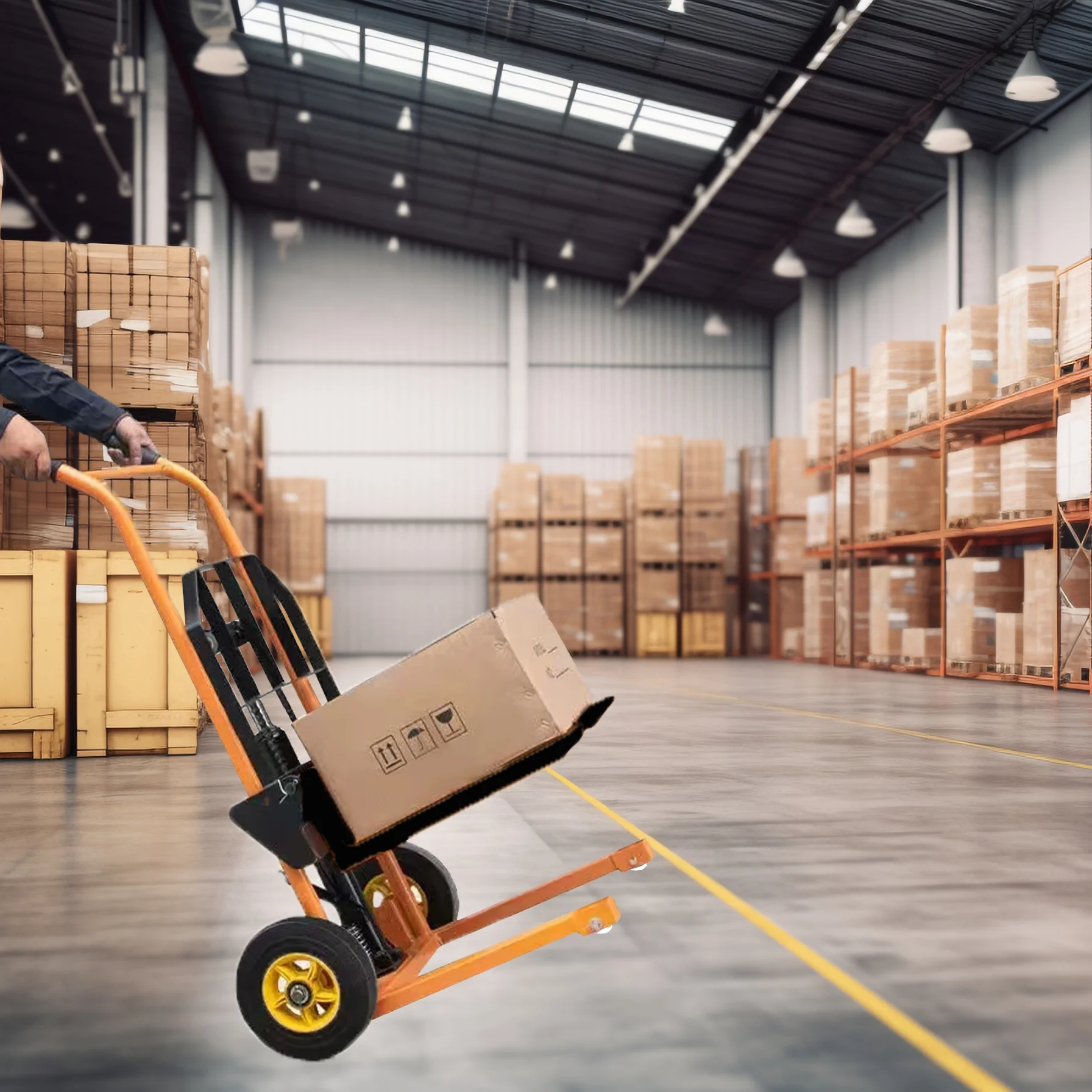 Small Manual Forklift Hydraulic Stacker, Portable Material Lift Truck with Adjustable Forks and Fixed Legs, 440 Lbs Straight Wheel Stacker Truck (Without Pallets) - Image 6