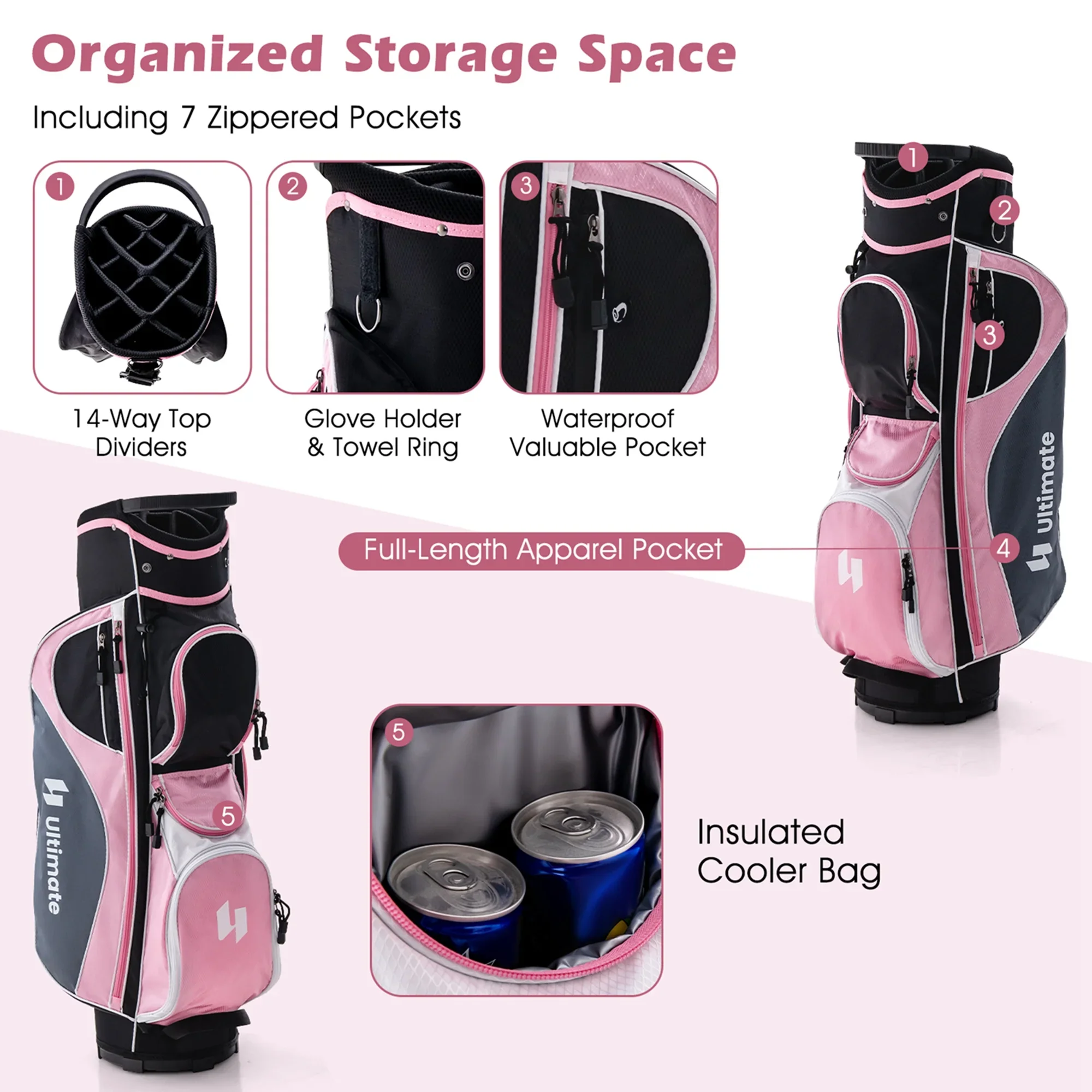 Ultimate Women’s Complete Golf Club Set Golf Club Package Set w/ Rain Hood, Right Hand Purple