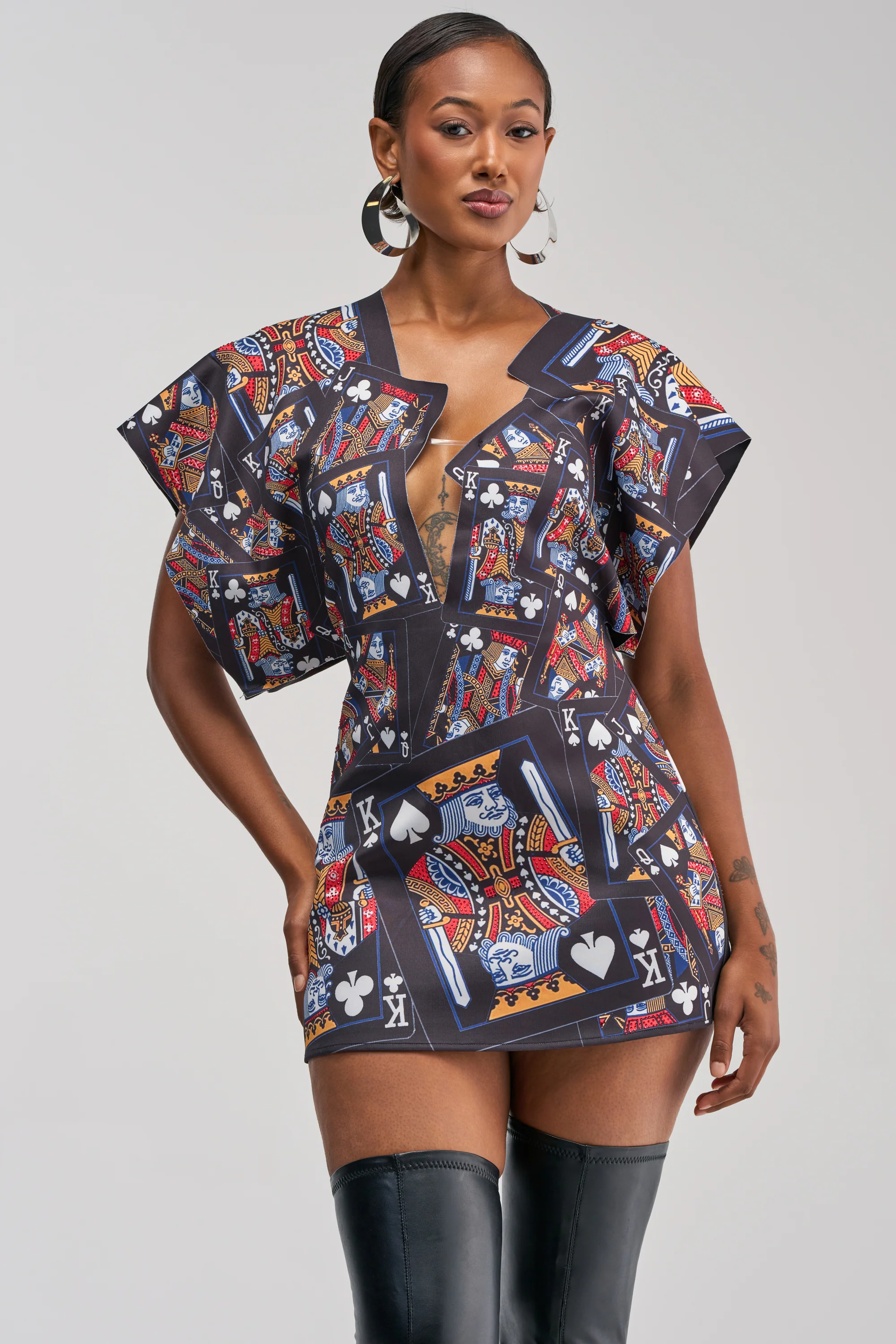 HOUSE OF CARDS MINI DRESS IN BLACK MULTI - Akira Store
