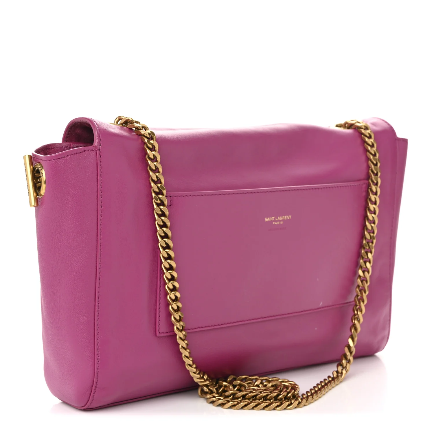 Smooth Calfskin Suede Medium Reversible Monogram Kate Satchel Rose Rubis