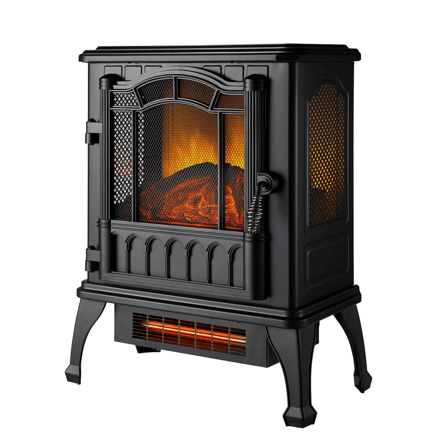 Mainstays SHAG-G24F Black 1500W 2-Setting 3D Electric Stove Heater with Life-Like Flame