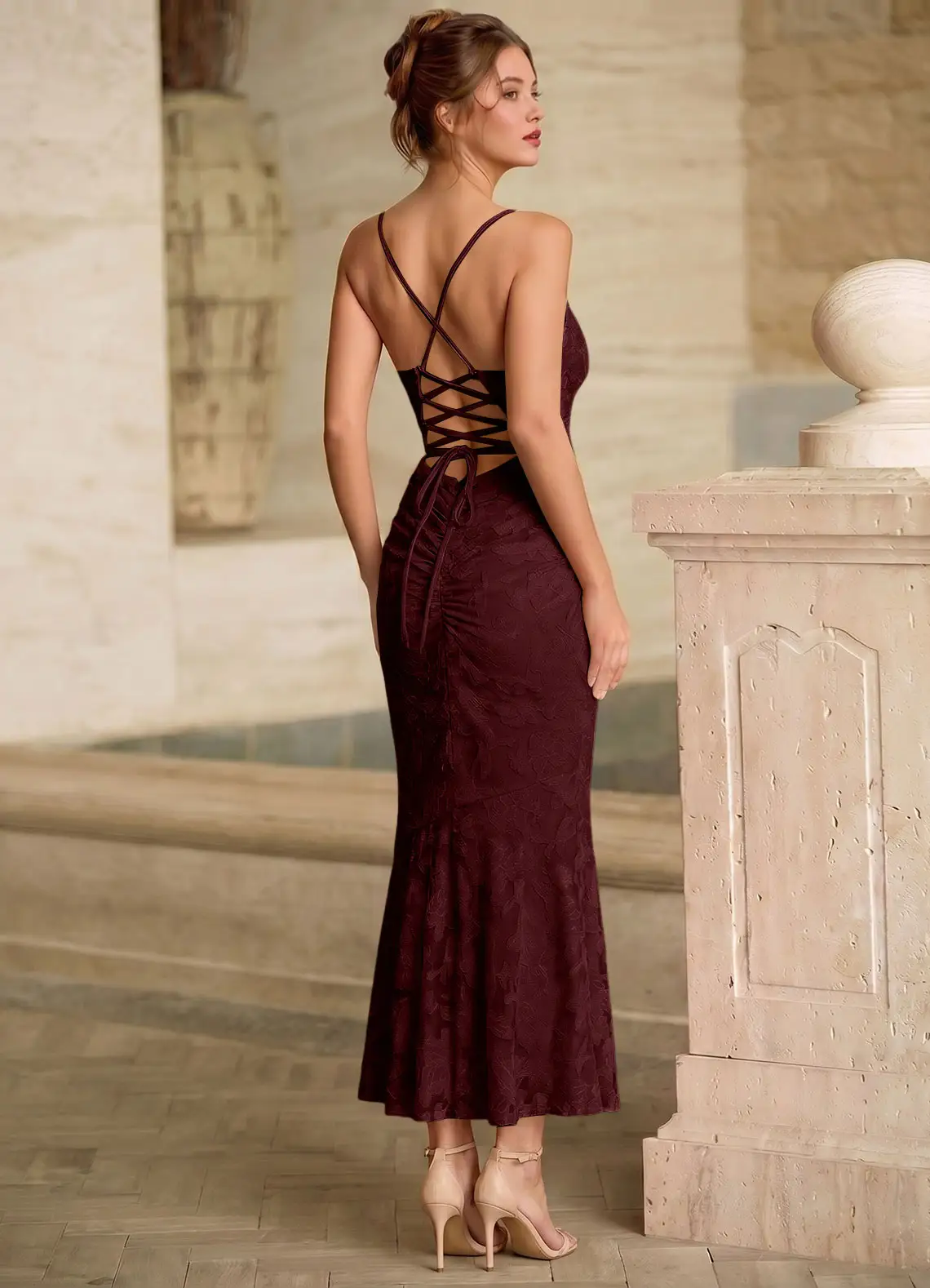 Ladow Wine Jacquard Wedding Guest