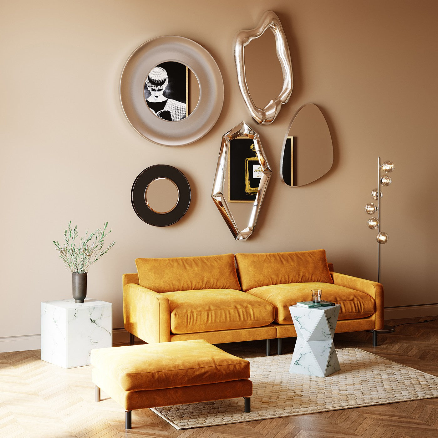 Vloerlamp Scala Balls 160cm chroom Kare Design