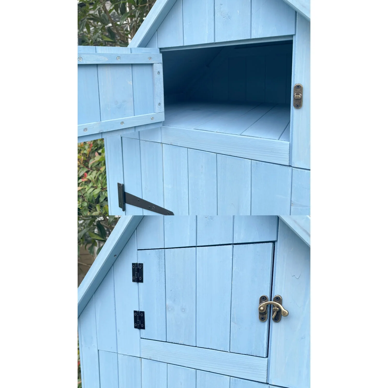 Sturdy Durable Waterproof Wood Outdoor Vertical Storage Shed, 70.40"x 30.30"x21.30", Blue - Image 10