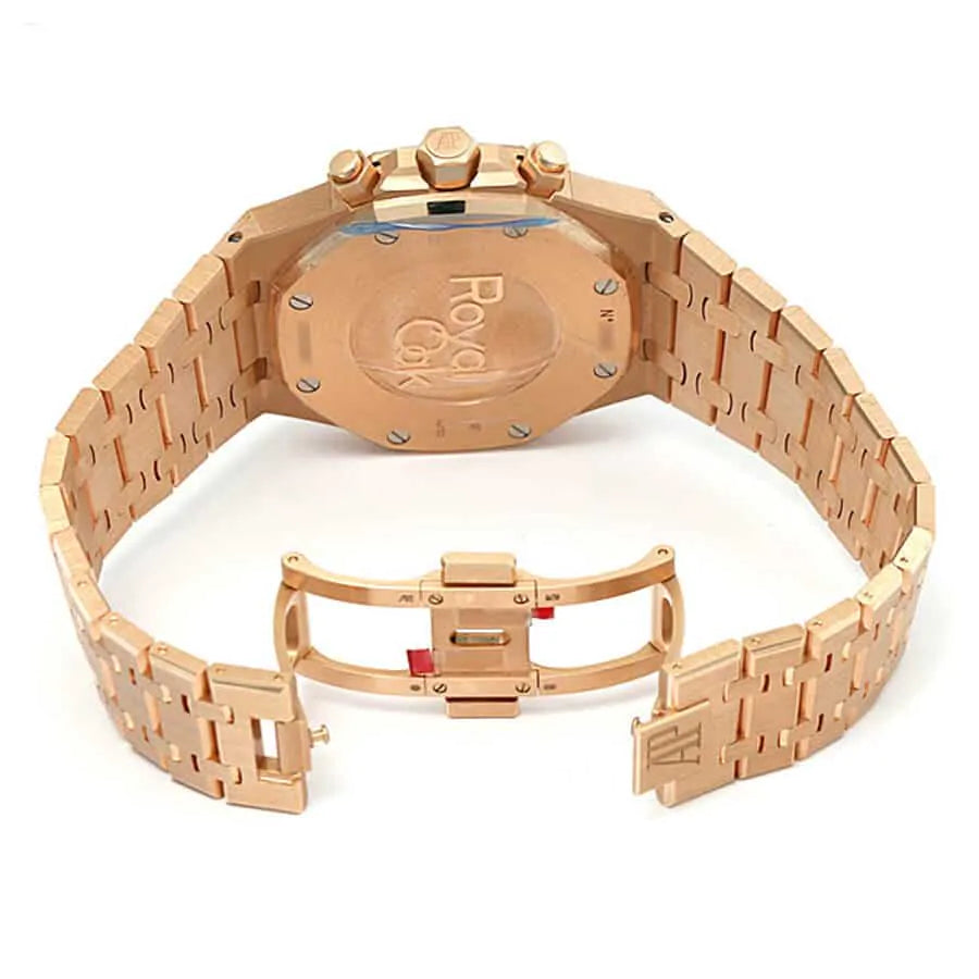 [Super Clone]Audemars Piguet Royal Oak Chronograph 41MM Rose Gold Bracelet – Black Dial