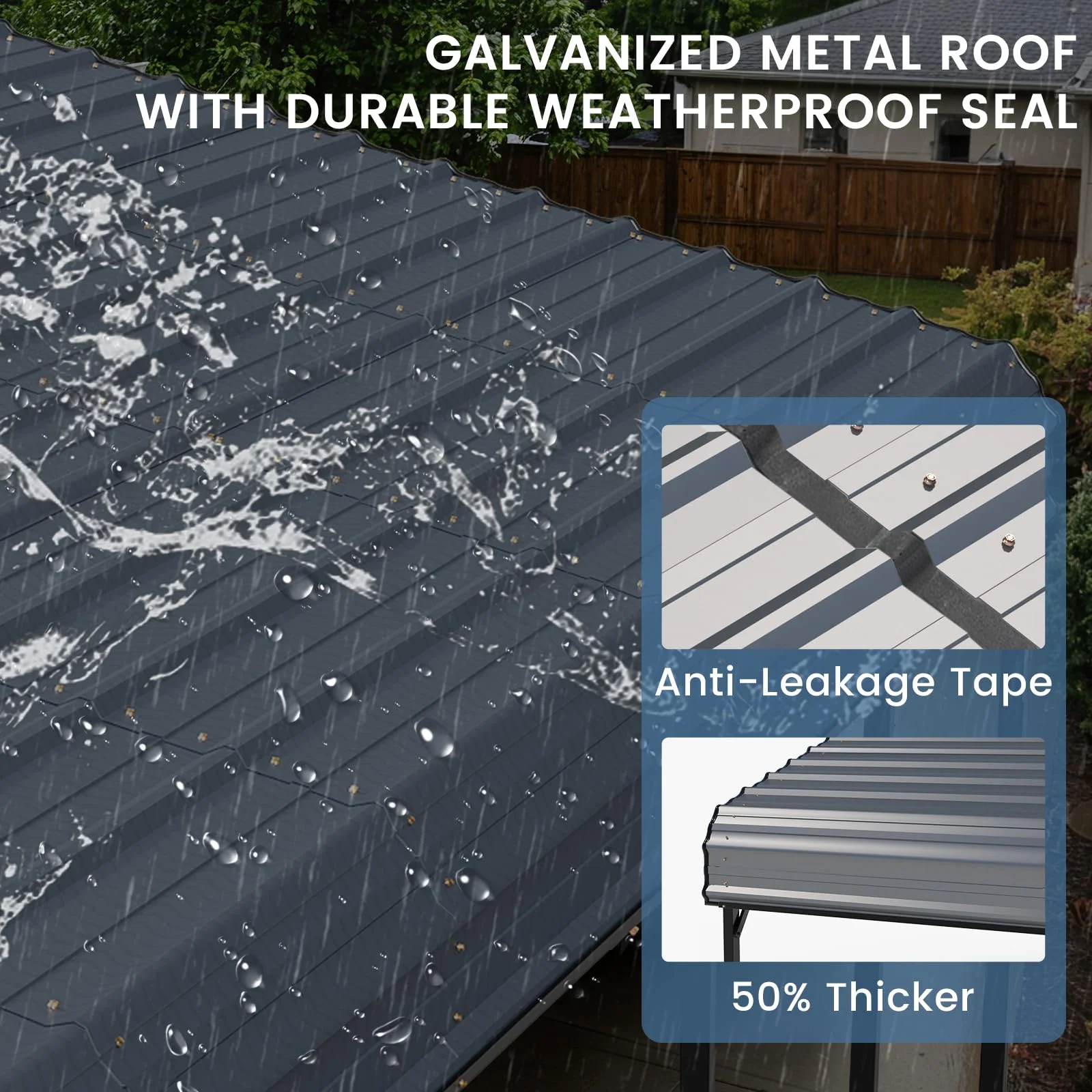 20x20ft Heavy Duty Carport, Steel Carport with Galvanized Steel Roof and Frame, Portable Garage for 2 Cars, Rv, Tractors and Boat, Gray(20' x 20') - Image 7