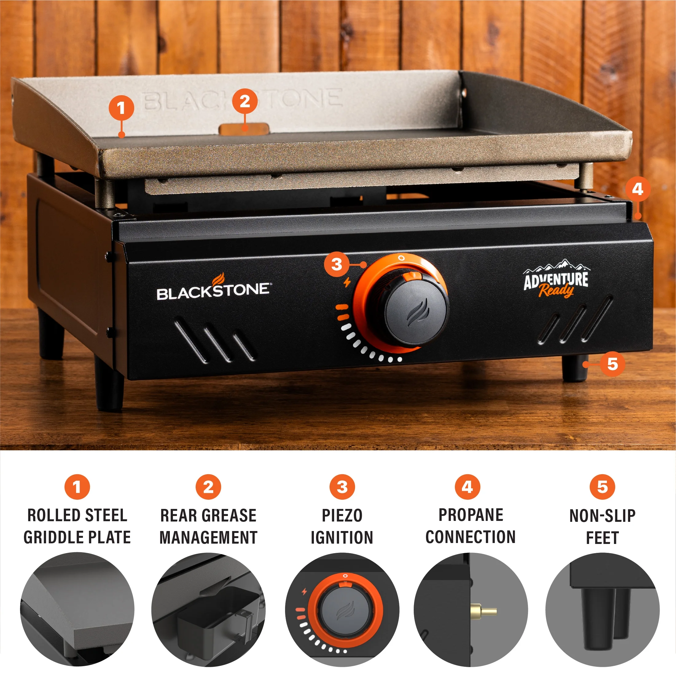 Adventure Ready Single Burner 17�� Tabletop Griddle with Non Slip Feet(17in Griddle) - Image 7