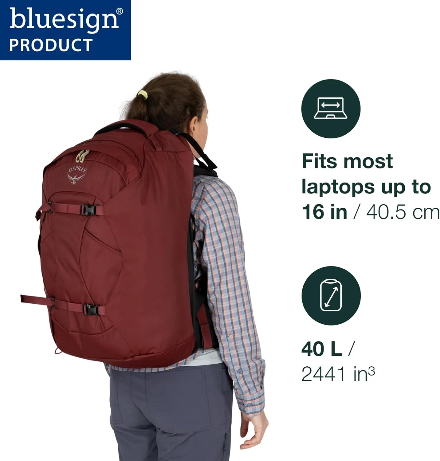 Fairview 40L Womens Travel Backpack Winter Night Blue - Image 2