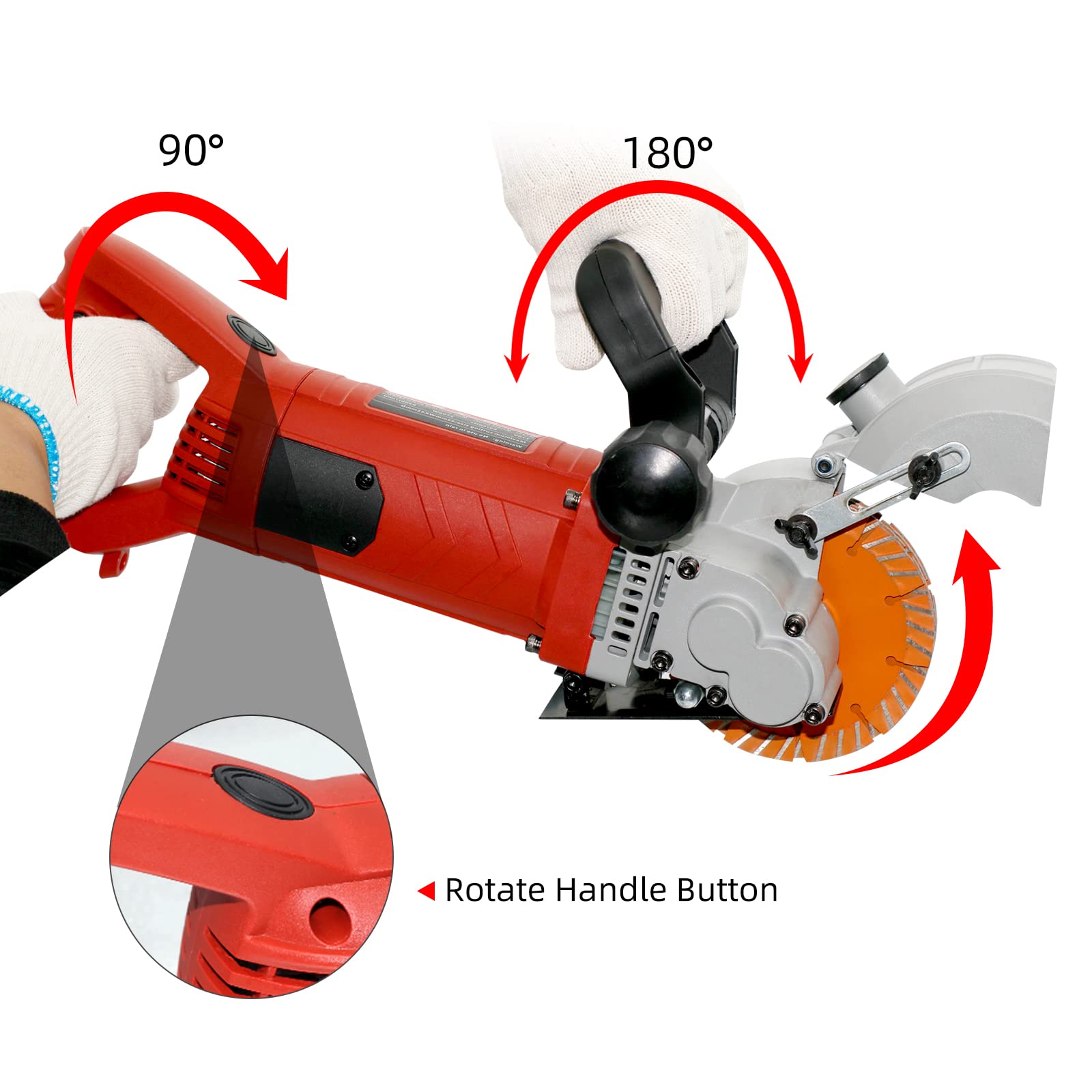 Electric Wall Groove Cutting Machine Chaser Concrete Grooving Cutter 110V for Brick Slotting with 5Pcs 5 Inch Saw Blades 4800W Power Masonry Saw Infrared Sighting and Dustproof