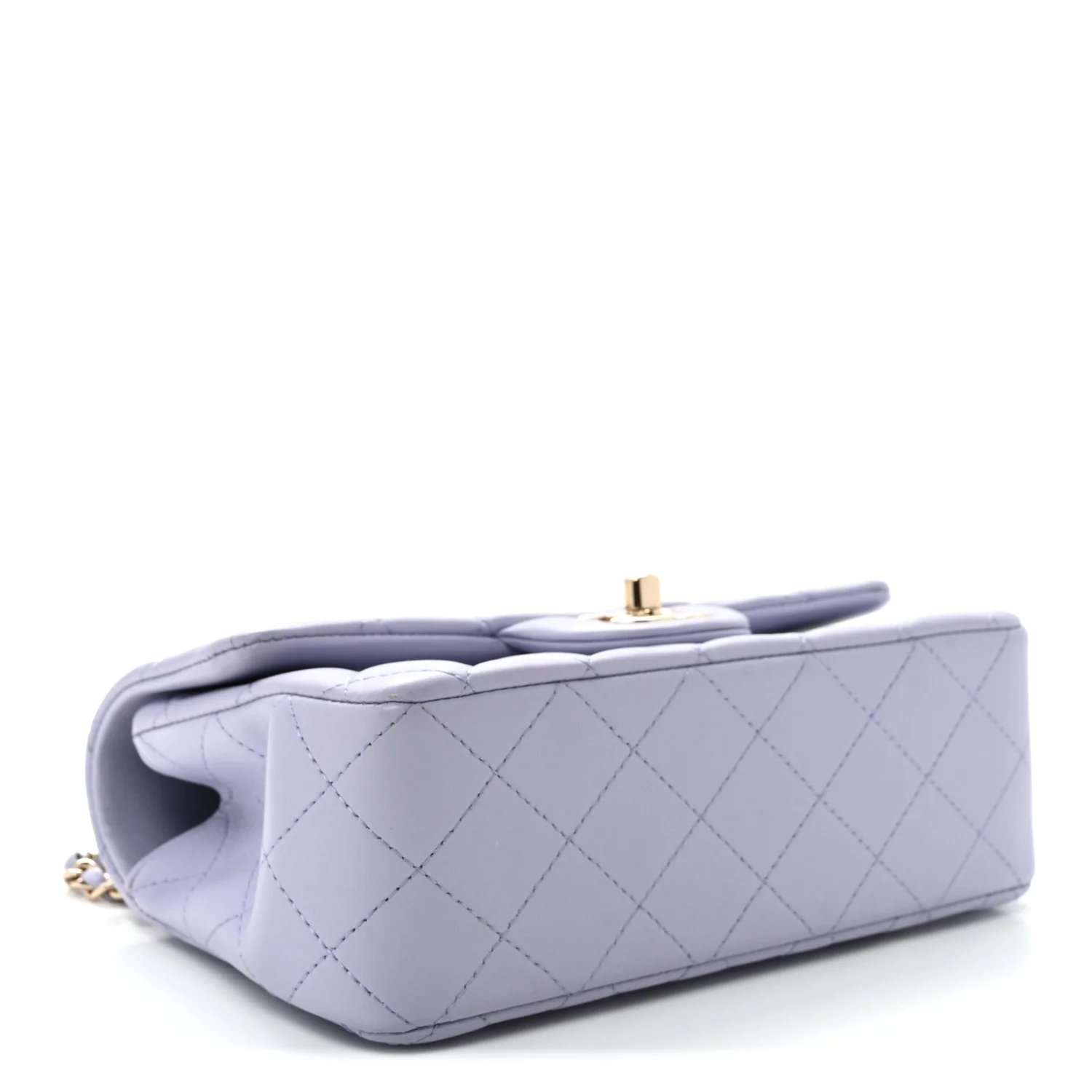 Lambskin Quilted Mini Top Handle Rectangular Flap Light Purple