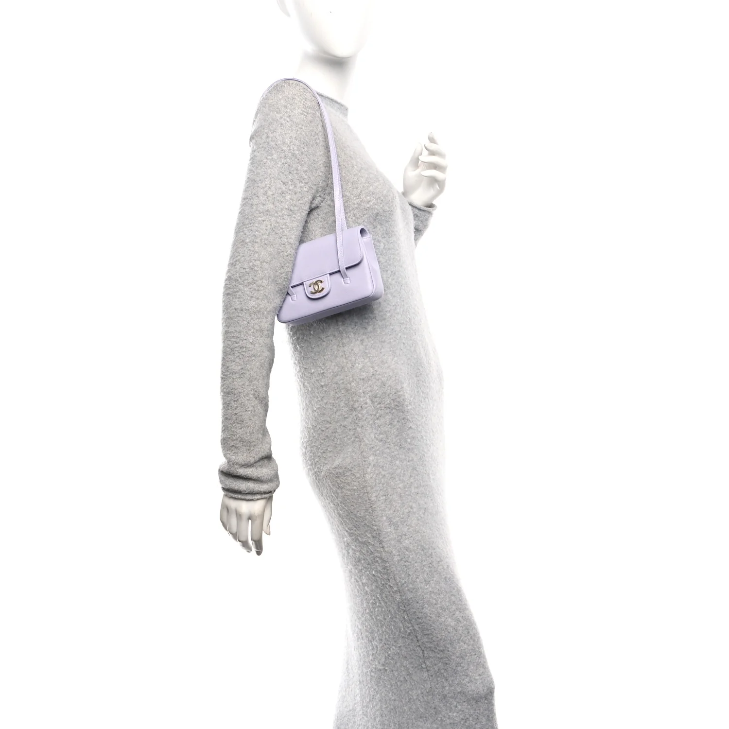 Shiny Caviar Mini Preppy Coco Shoulder Bag Purple