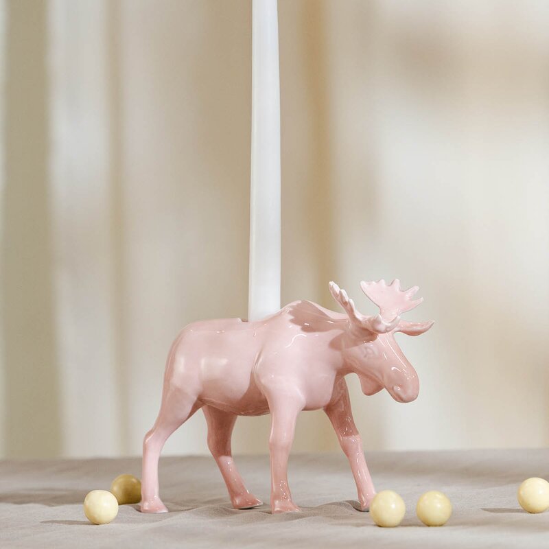 Moose lysestake elg 14 cm rosa