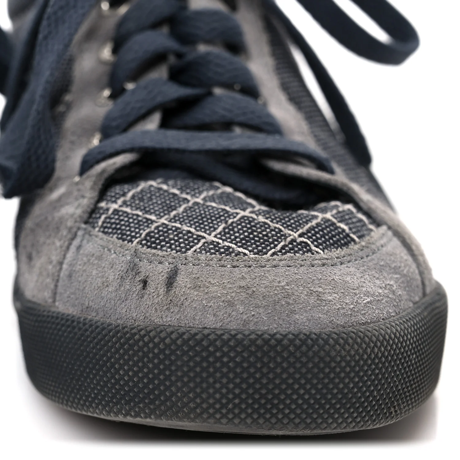 Toile Suede Calfskin CC Low Top Sneakers 36 Dark Grey